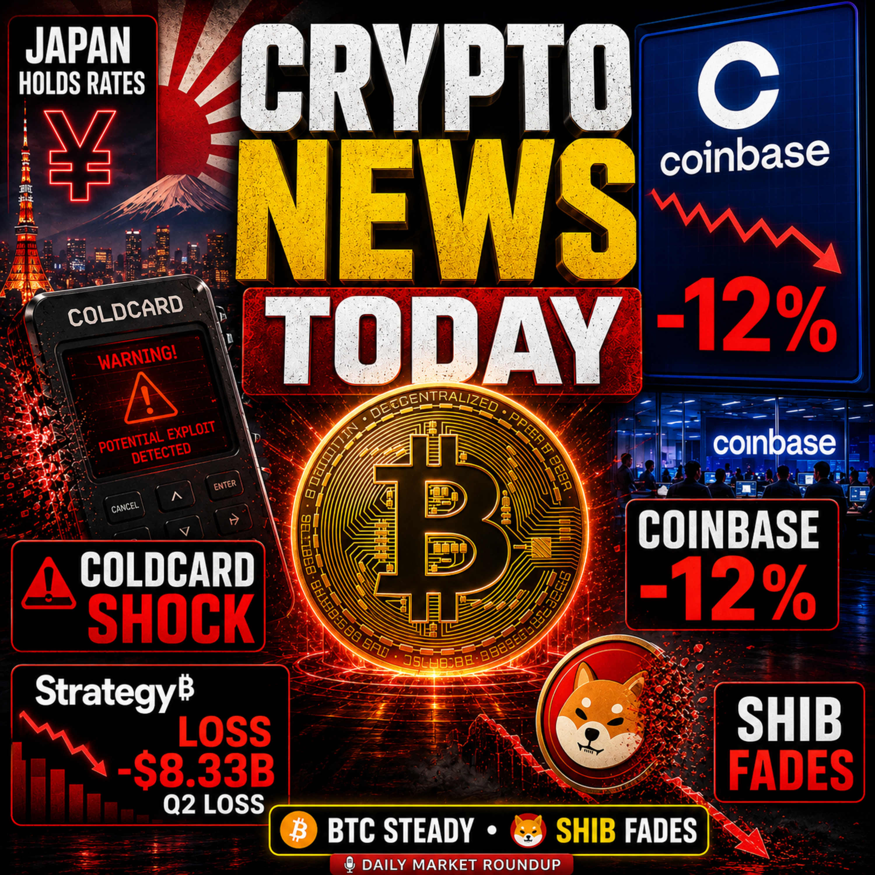 Daily Crypto Roundup: Coldcard’s $38M Shock & Coinbase Crashes 12%