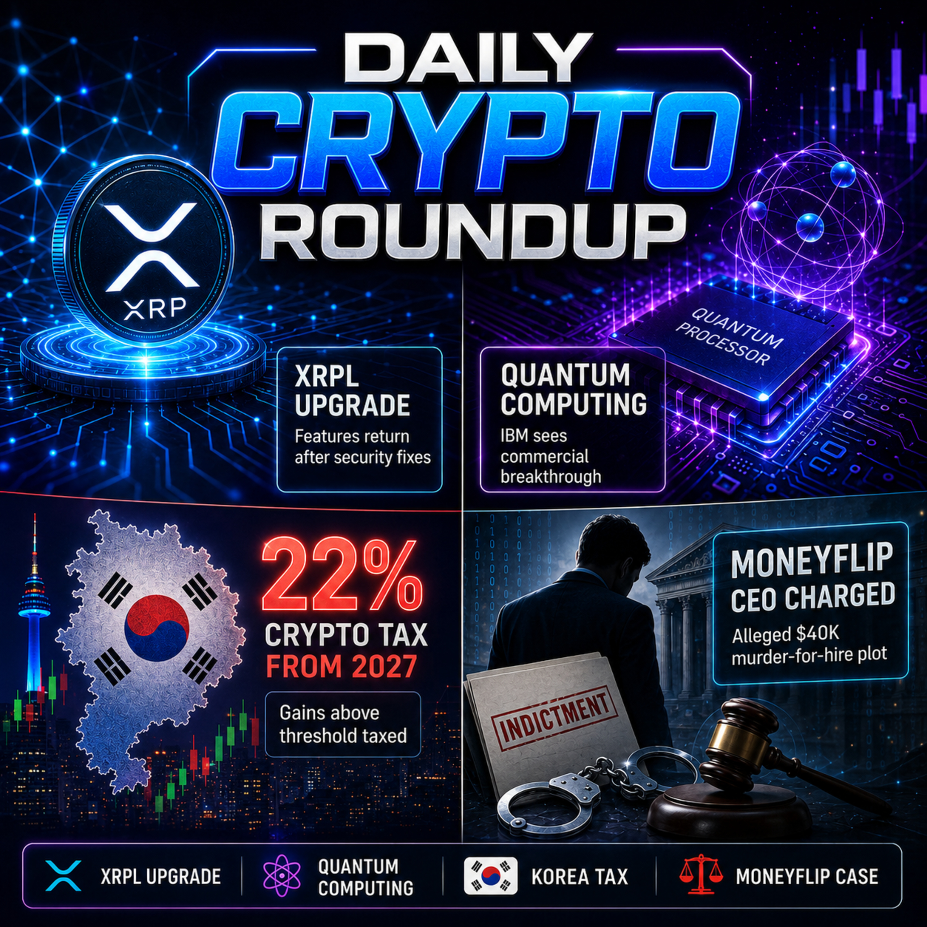 Daily Crypto Roundup: XRP Upgrade Returns, Quantum Breakthrough & 22% Tax