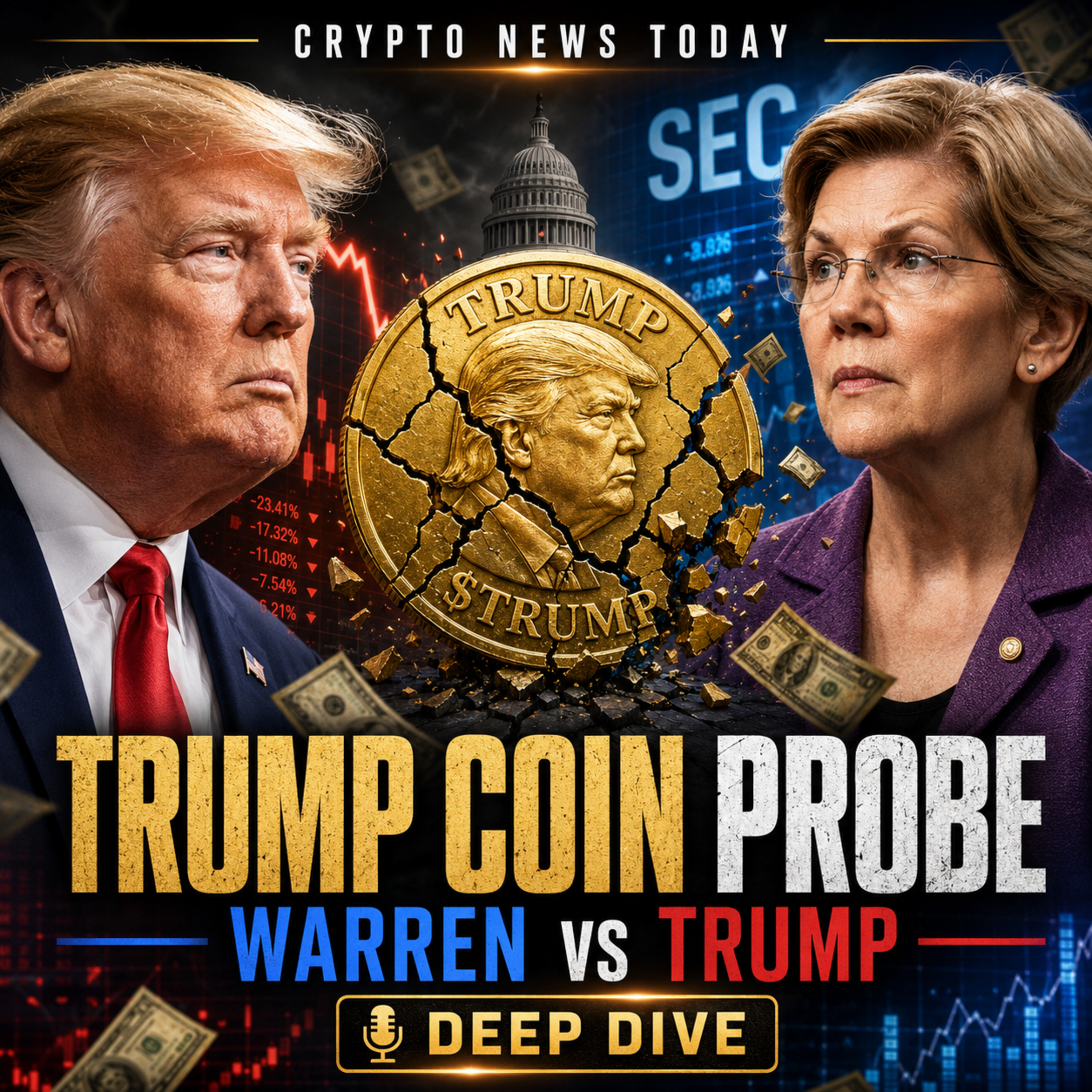 Daily Crypto Deep Dive: Trump Coin Probe — Warren vs Trump
