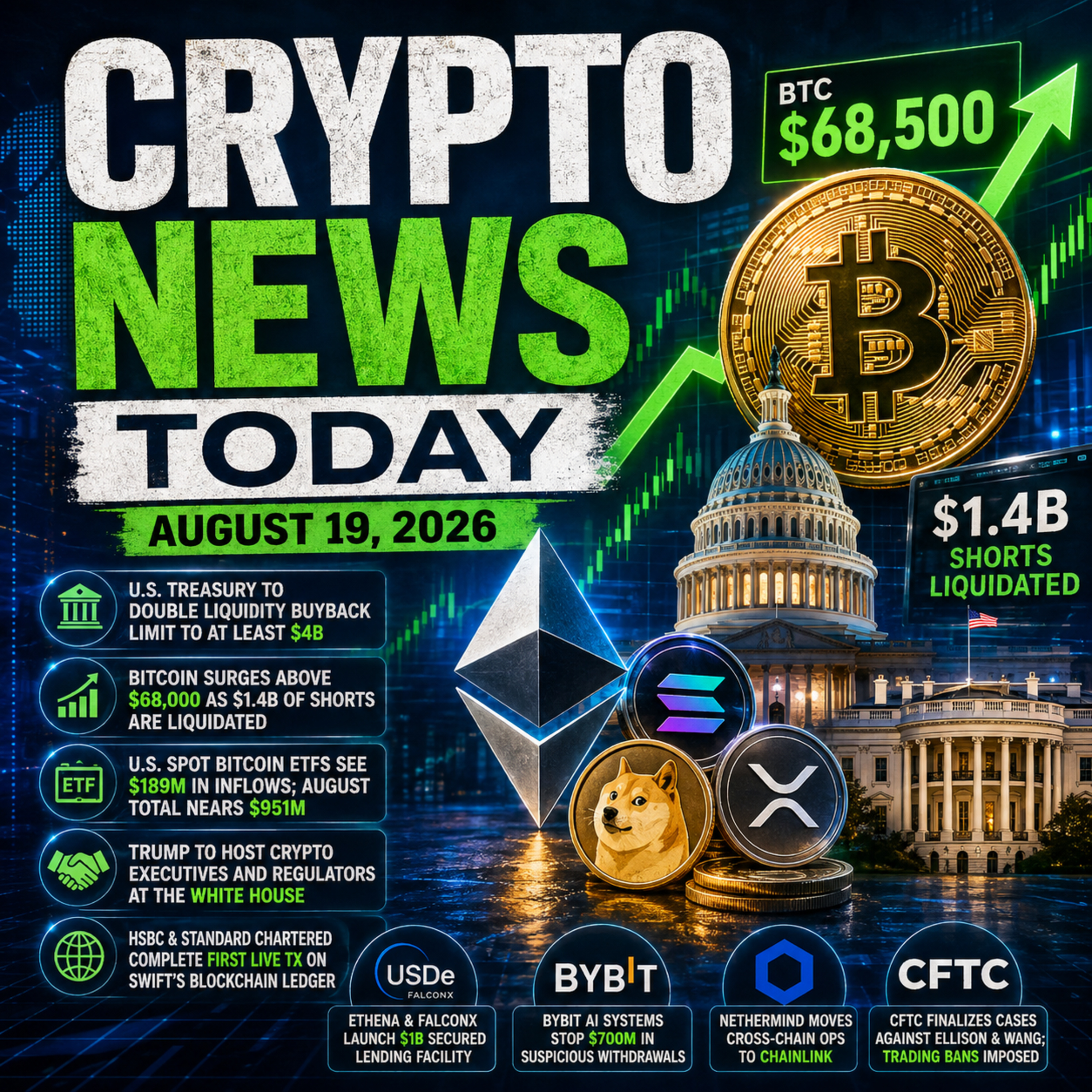 Bitcoin Explodes Above $68K as $1.4B in Shorts Are Liquidated | Daily Crypto Roundup episode artwork