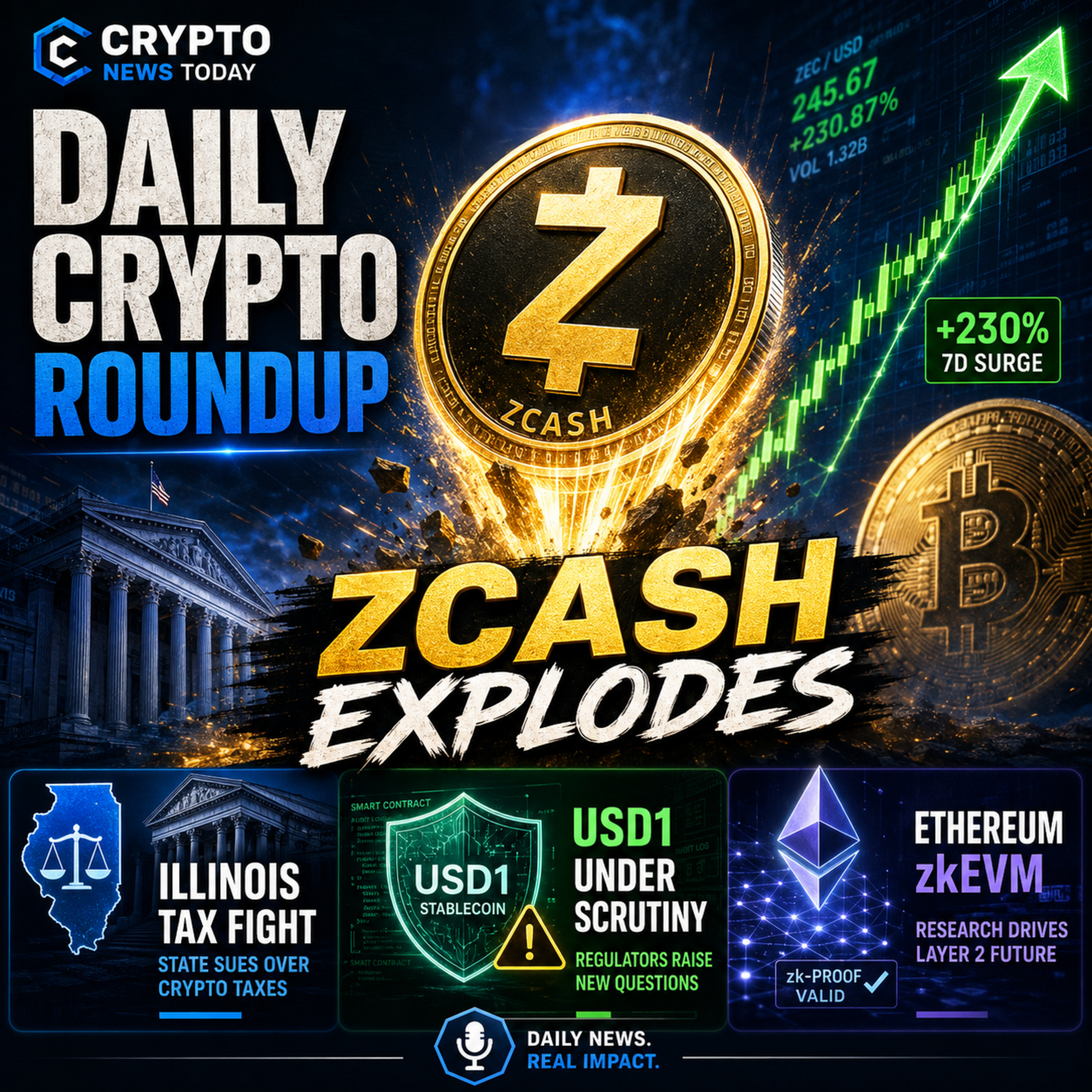 Zcash Explodes 48% as Grayscale Targets ETF Debut | Daily Crypto Roundup episode artwork