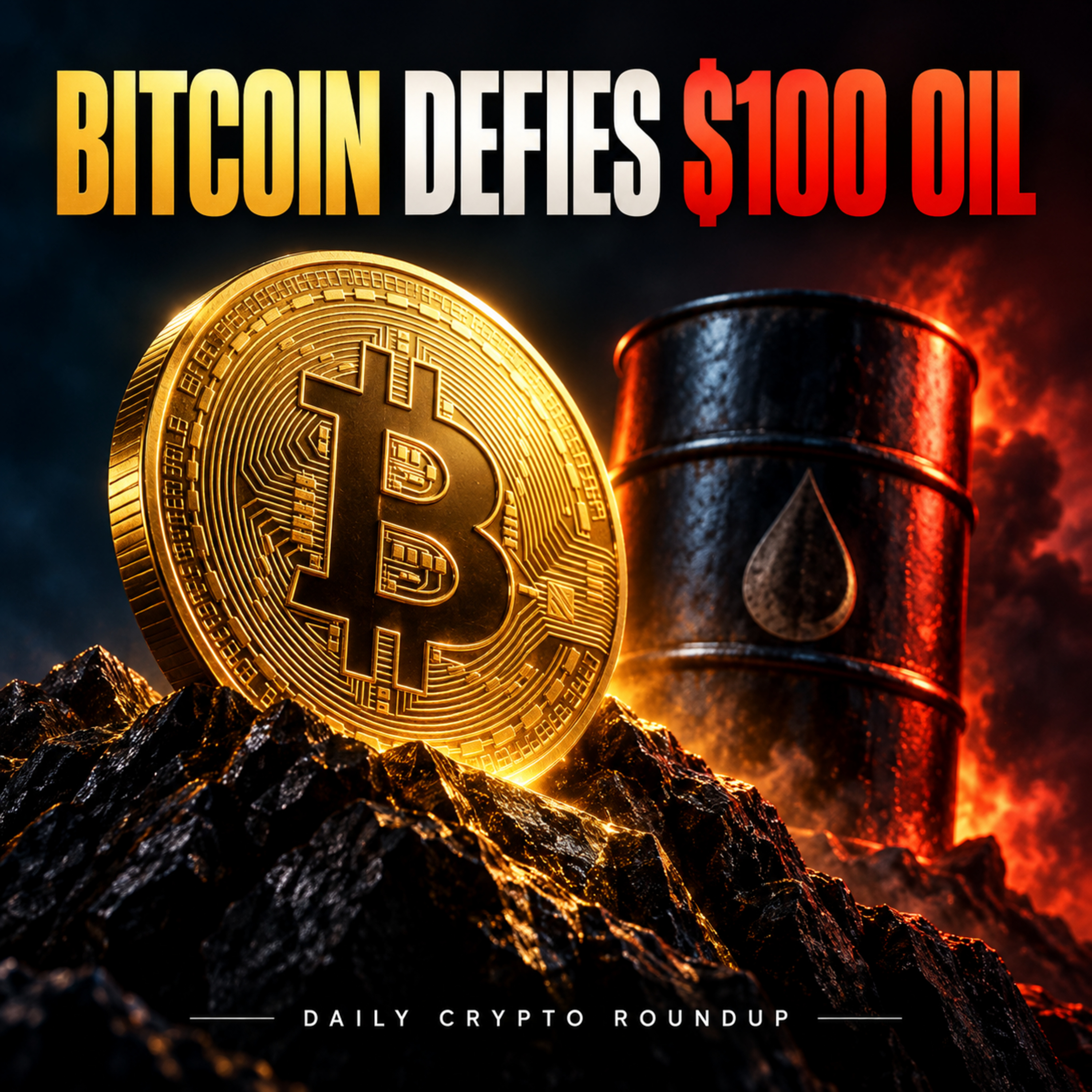Bitcoin Rises as Oil Breaks $100 | U.S. Bank Tests USBDC Stablecoin | LAPTOP Token Crashes 98% | Daily Crypto Roundup episode artwork