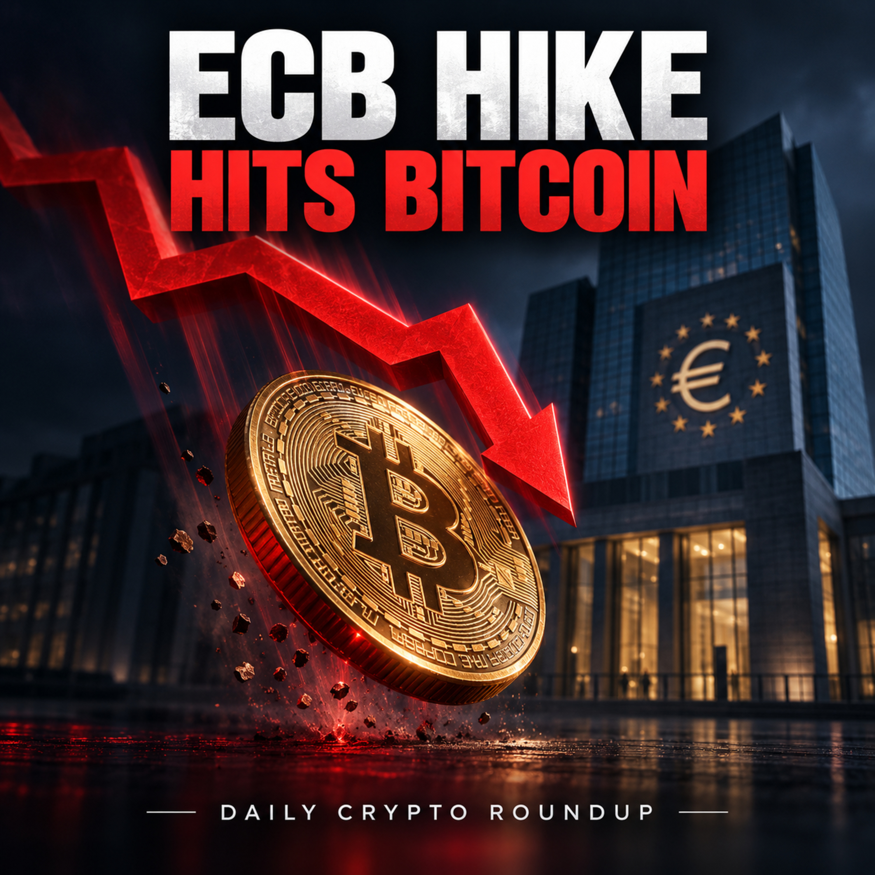 ECB Rate Hike Sends Bitcoin Below $77K | Nasdaq Invests $100M in Kraken Parent | India Puts Grain Loans Onchain | Daily Crypto Roundup. episode artwork