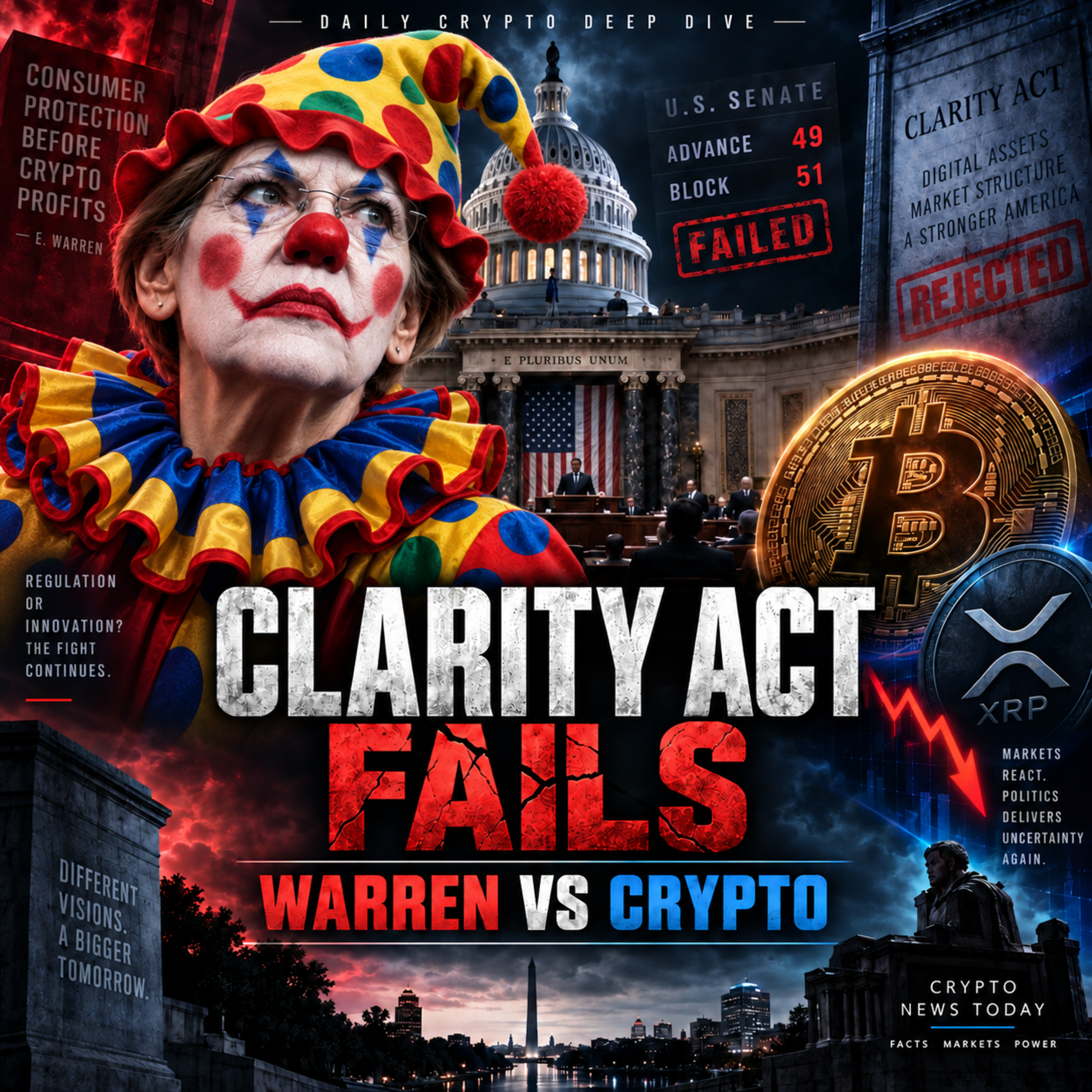 CLARITY Act FAILS: Elizabeth Warren vs Crypto After Senate Showdown episode artwork
