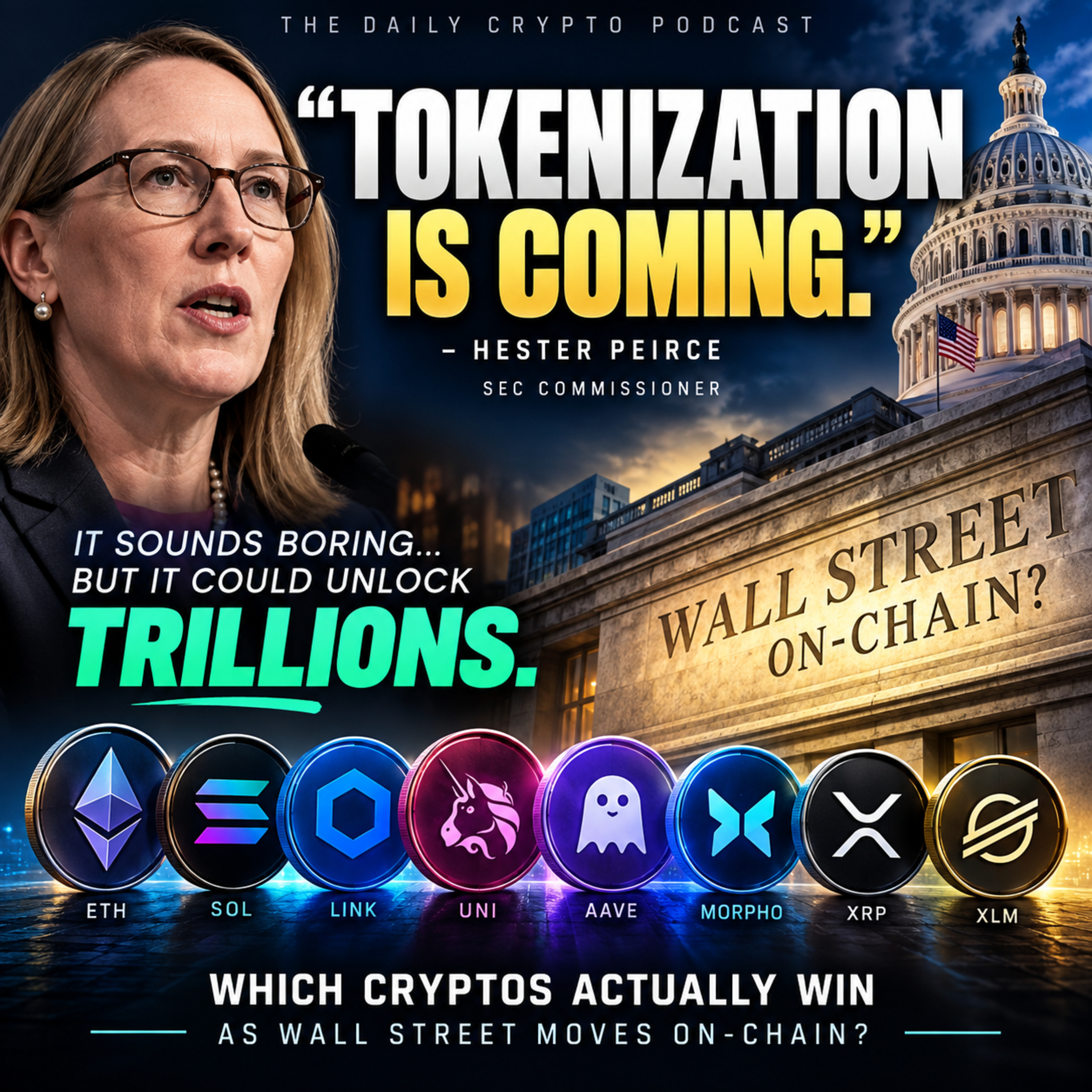 SEC Commissioner: “TOKENIZATION IS COMING” | Which Cryptos Could Win as Wall Street Moves On-Chain? | Daily Crypto Deep Dive episode artwork