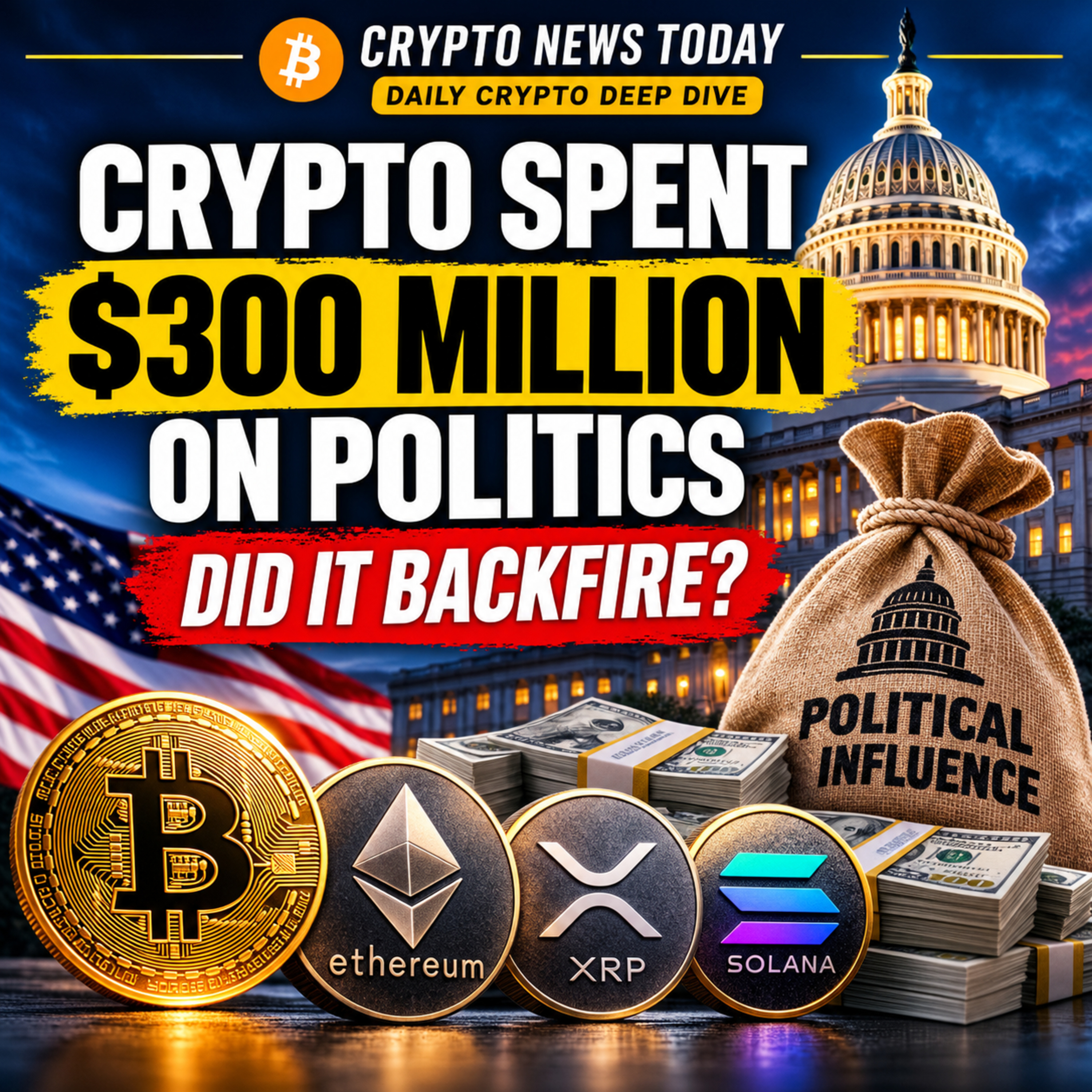 Daily Crypto Deep Dive: Crypto Spent $300 Million on Politics — Did It Backfire? episode artwork