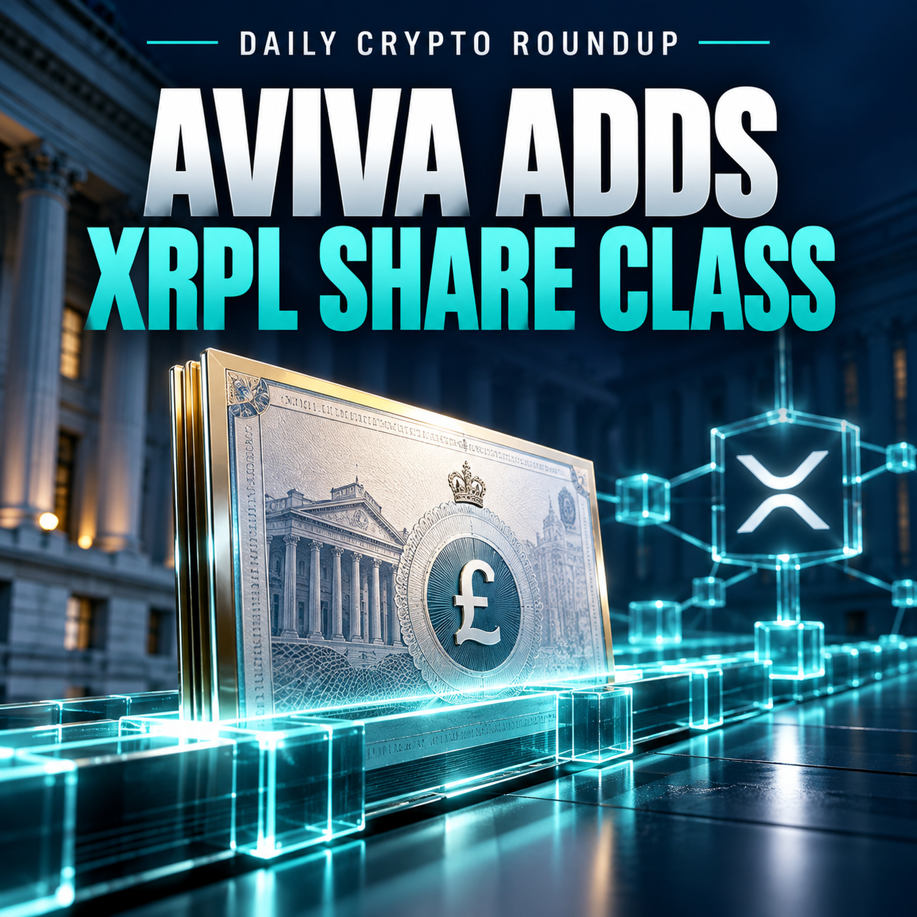 Aviva Adds £22B Fund Share Class to XRP Ledger | Banks Enter Stablecoin Race | Strategy Pauses Bitcoin Buys | Daily Crypto Roundup. episode artwork