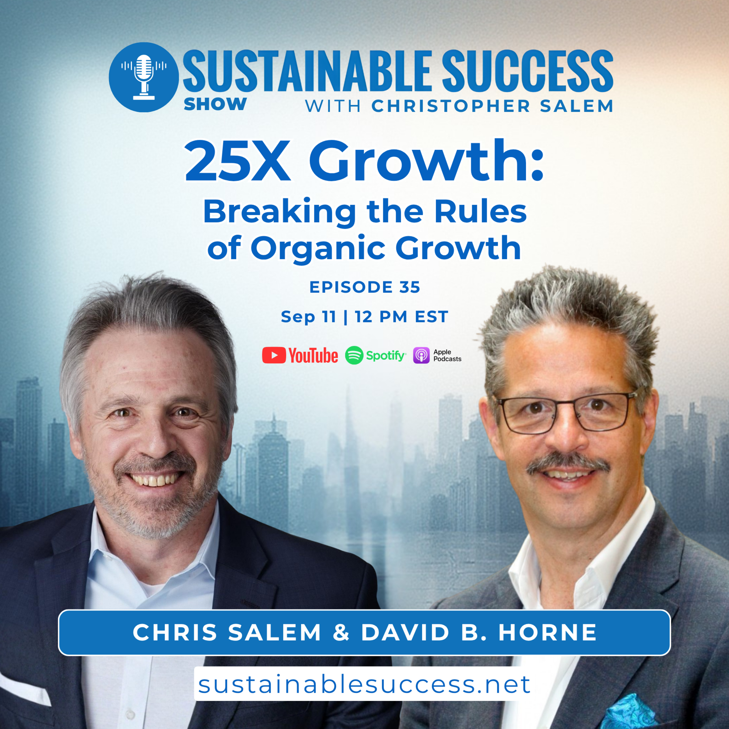 25X Growth: Breaking the Rules of Organic Growth | David B. Horne | Christopher Salem | Sustainable Success Show EP35 episode artwork
