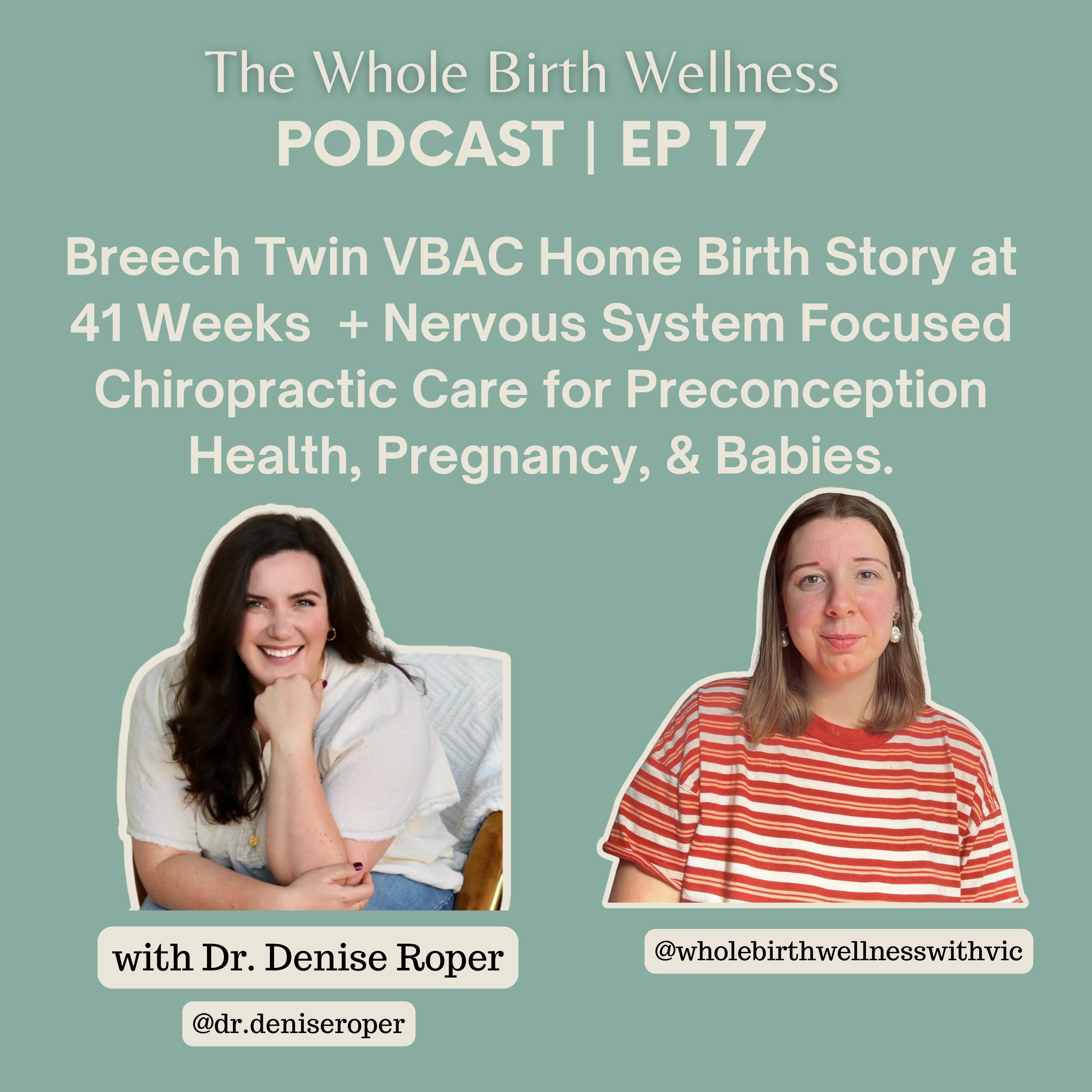 EP 17| Breech Twin VBAC Home Birth Story at 41 Weeks + Chiropractic Care for Preconception Health, Pregnancy, & Babies With Dr. Denise Roper. episode artwork