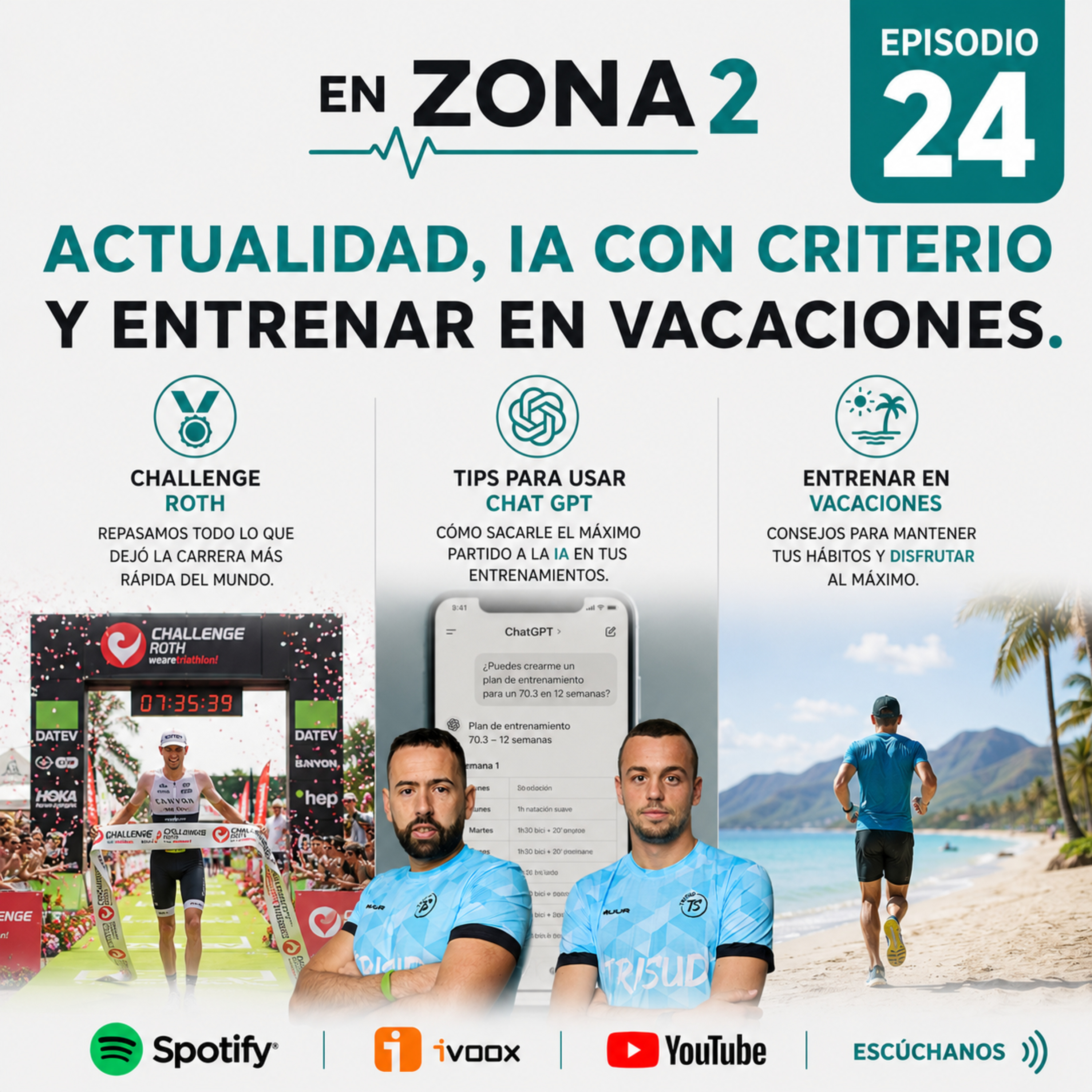 EP24 - ¿Entrenas en vacaciones?¿Usas la IA para entrenar?, te contamos como ha ido Roth y Castellón. | EN ZONA 2 Podcast episode artwork