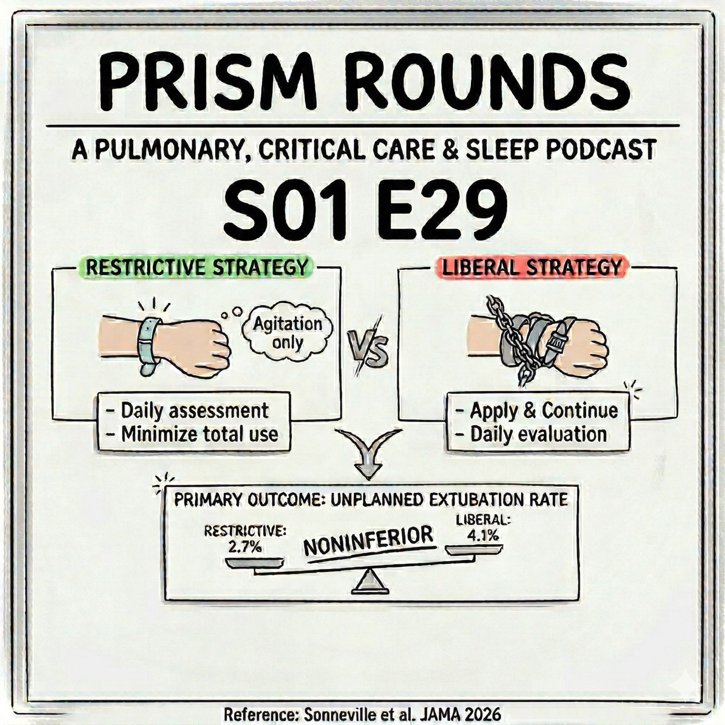 S01E29 | Restraints Don’t Fix Delirium: R2D2 ICU Trial (JAMA 2026) episode artwork