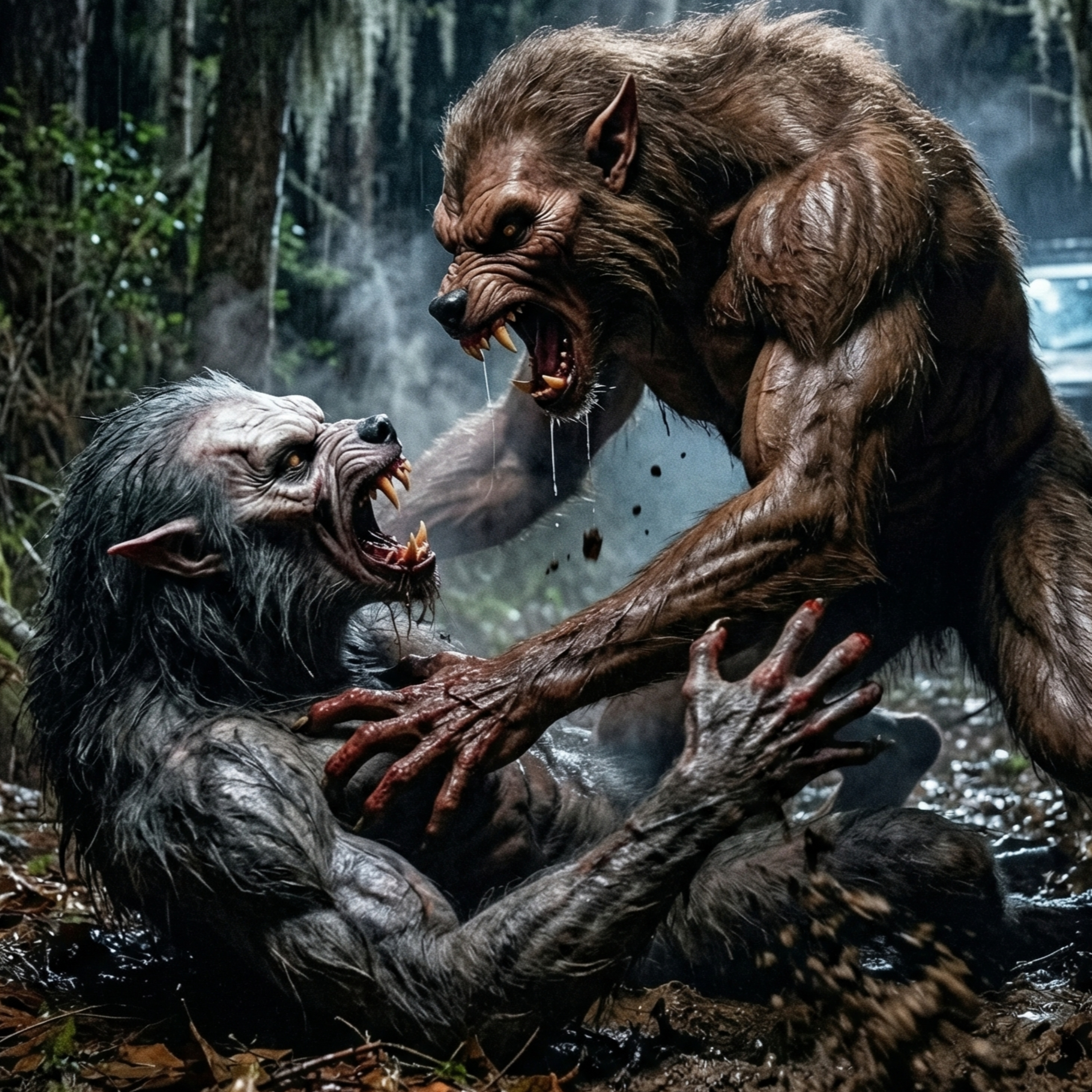 Hunter witnesses Werewolf Territorial Fight in Mississippi