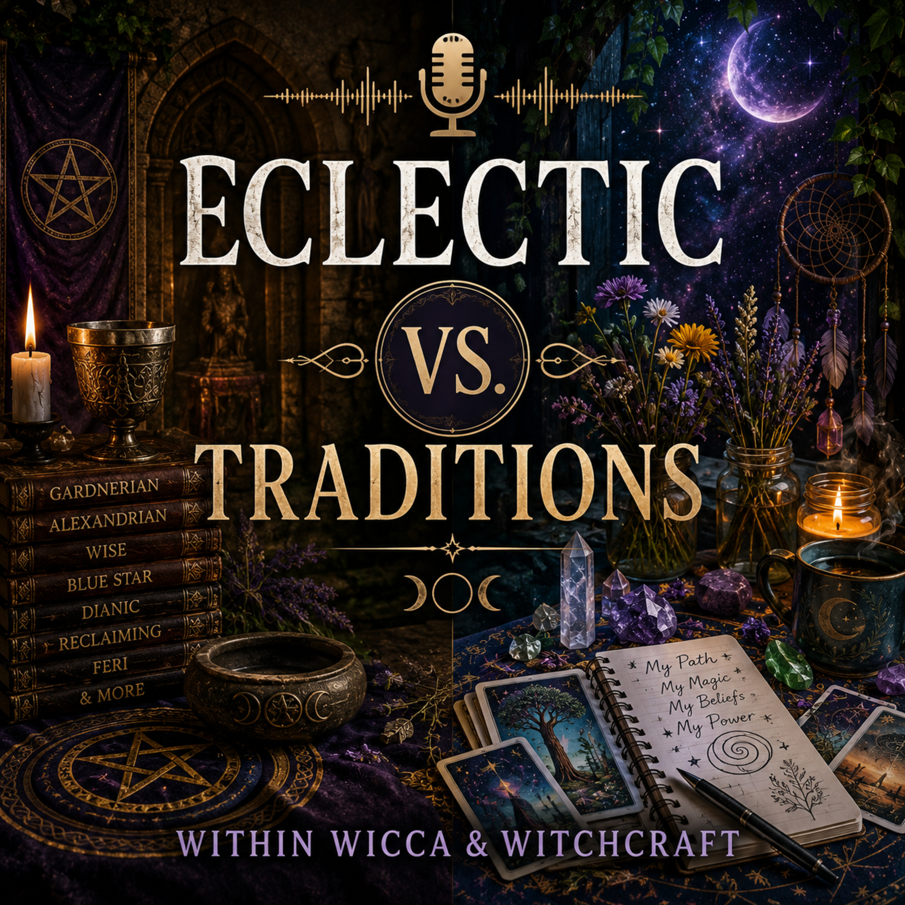 Episode 14 - Traditions versus Eclectic Witchcraft - In which we discuss the pros and cons of each of these, along with our usual side trips into the unknown. episode artwork