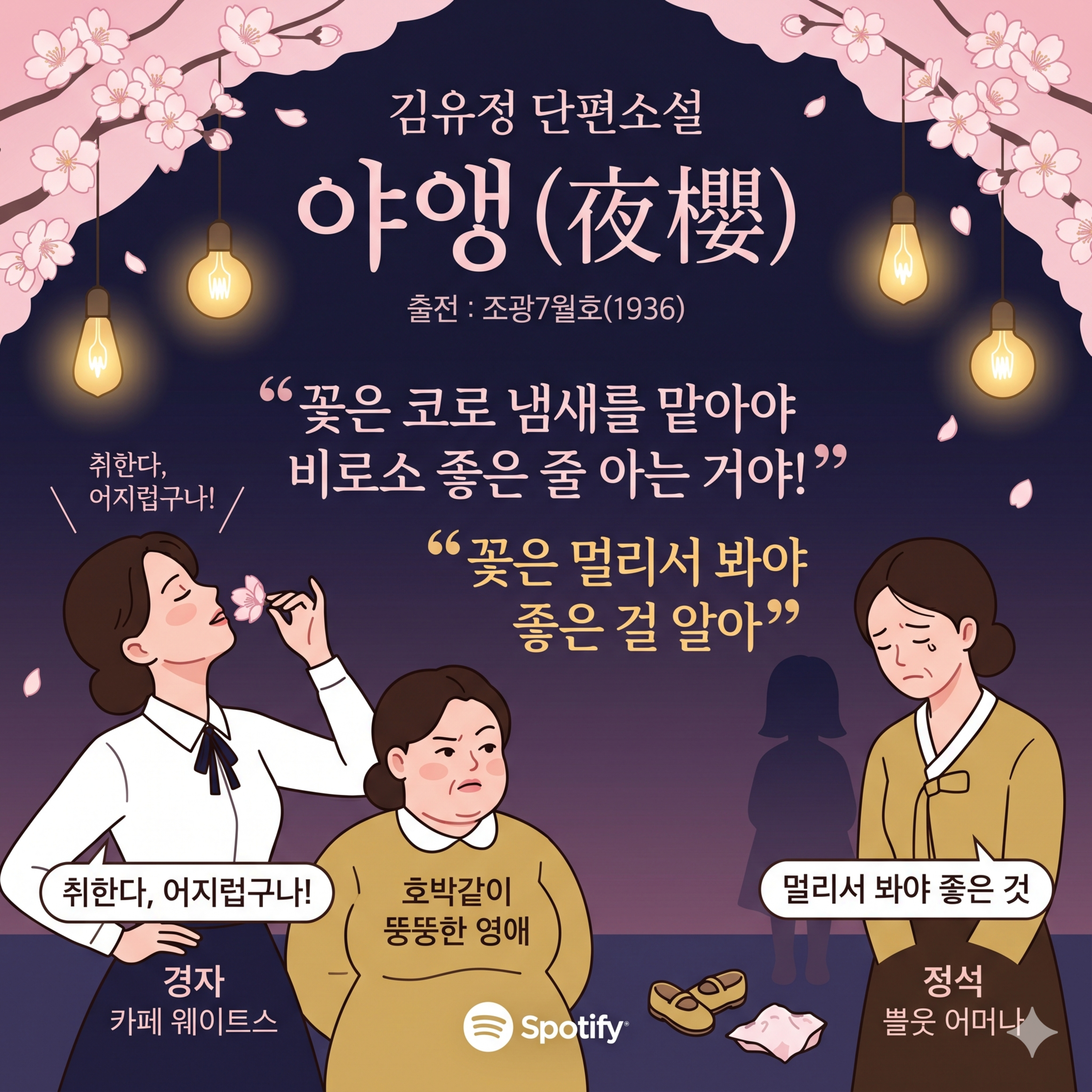 김유정 단편소설 『야앵』: 화려한 밤벚꽃 아래 숨겨진 애환과 모정 episode artwork