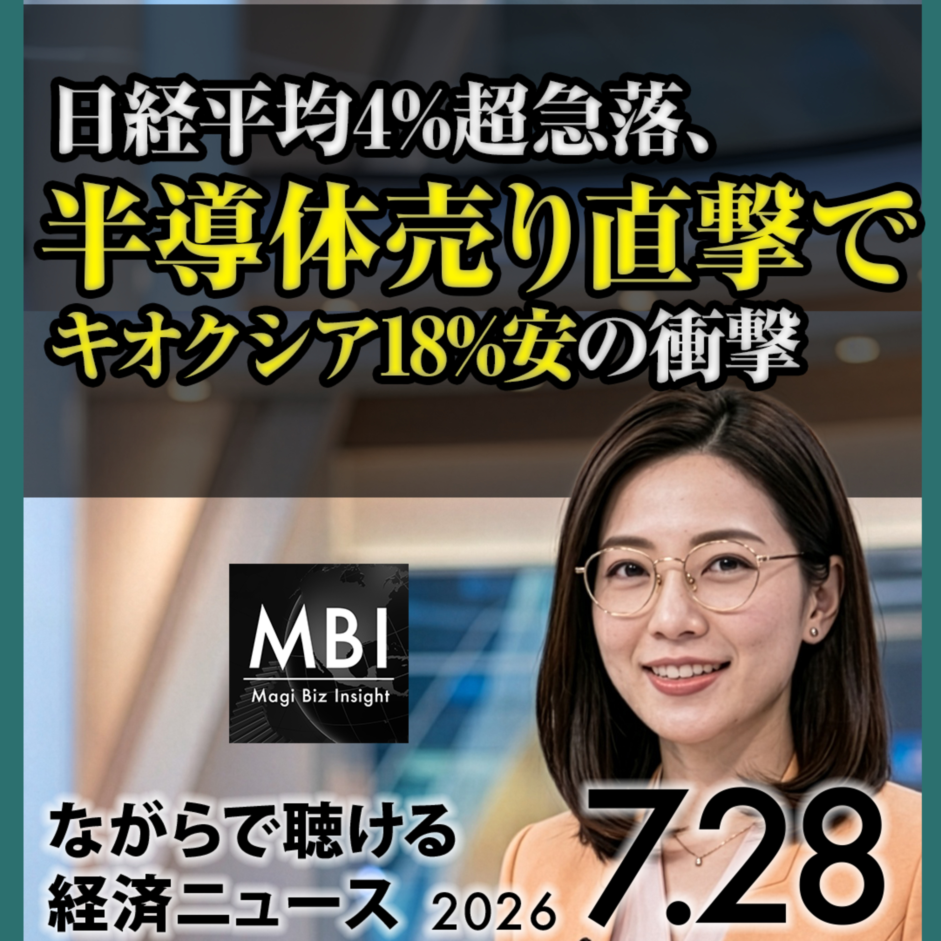 【7/28火】日経4%超急落と韓国株サーキットブレーカー/中国の露光装置国産化報道/アップル時価総額首位奪還/食品消費税1%へ