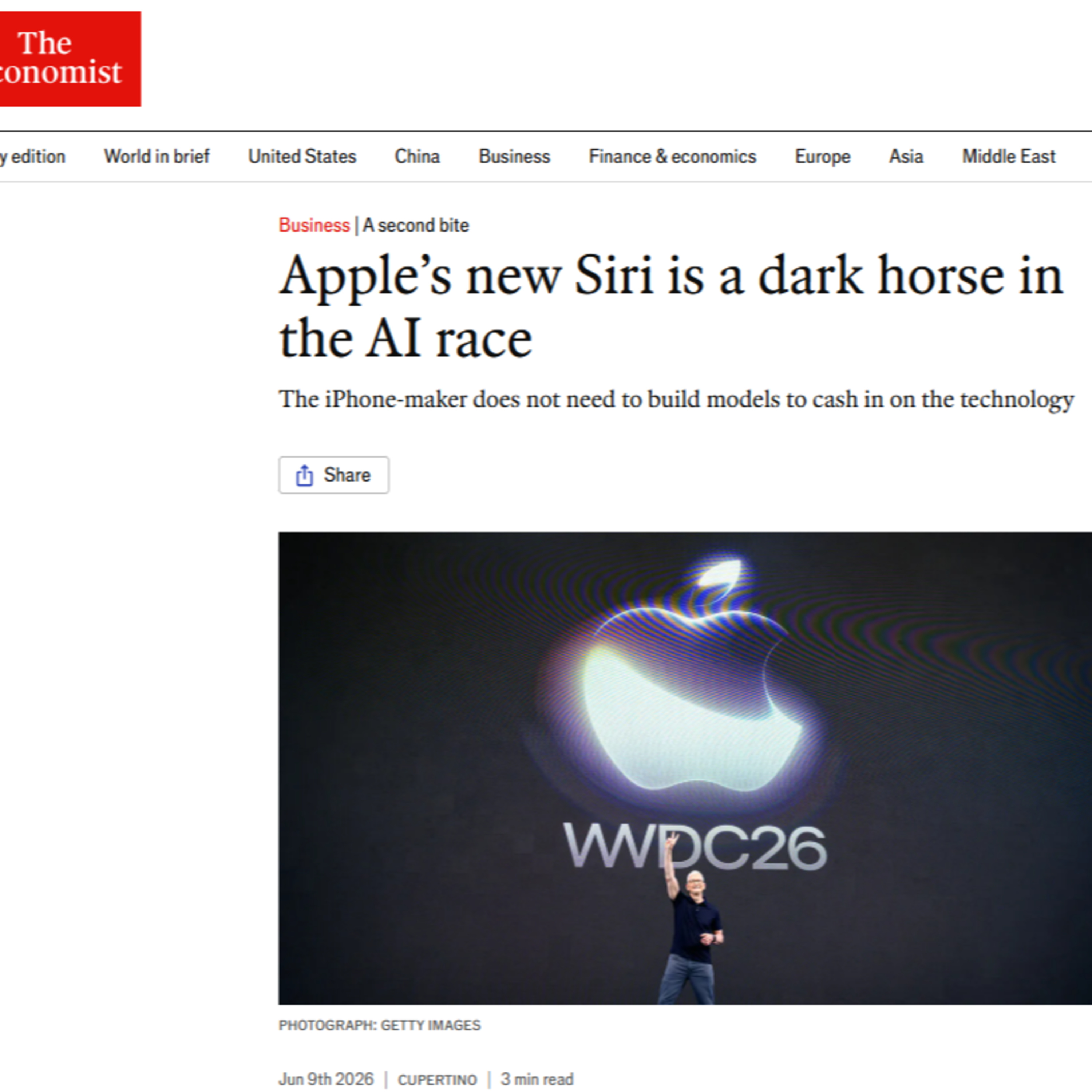 EP94【經濟學人】蘋果新 Siri 竟外包給 Google？解析 Apple 棄研大模型的戰略與風險 episode artwork