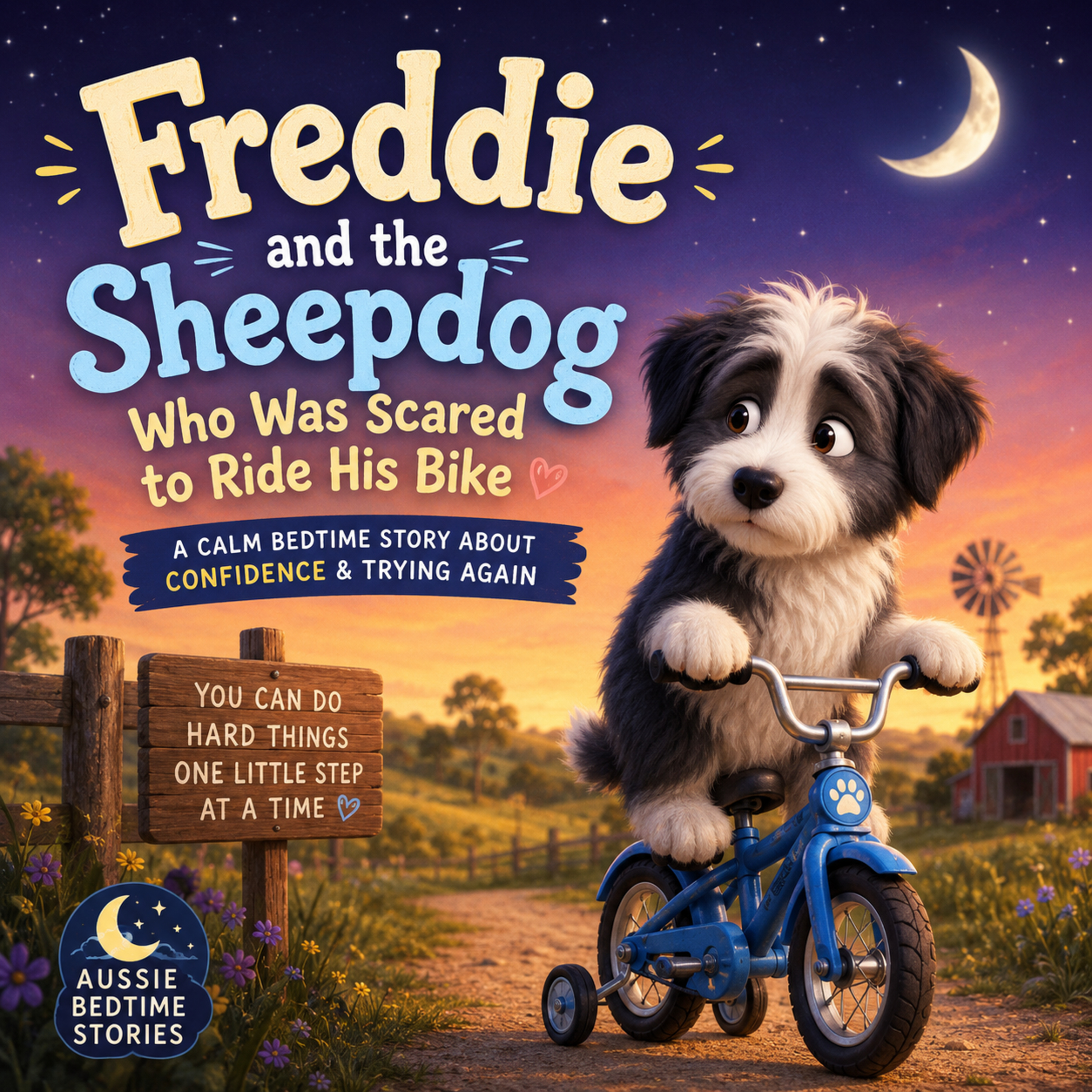 🌙 Freddie and the Sheepdog Who Was Scared to Ride His Bike 🐾 (Calm Bedtime Story for Kids About Confidence & Trying Again)