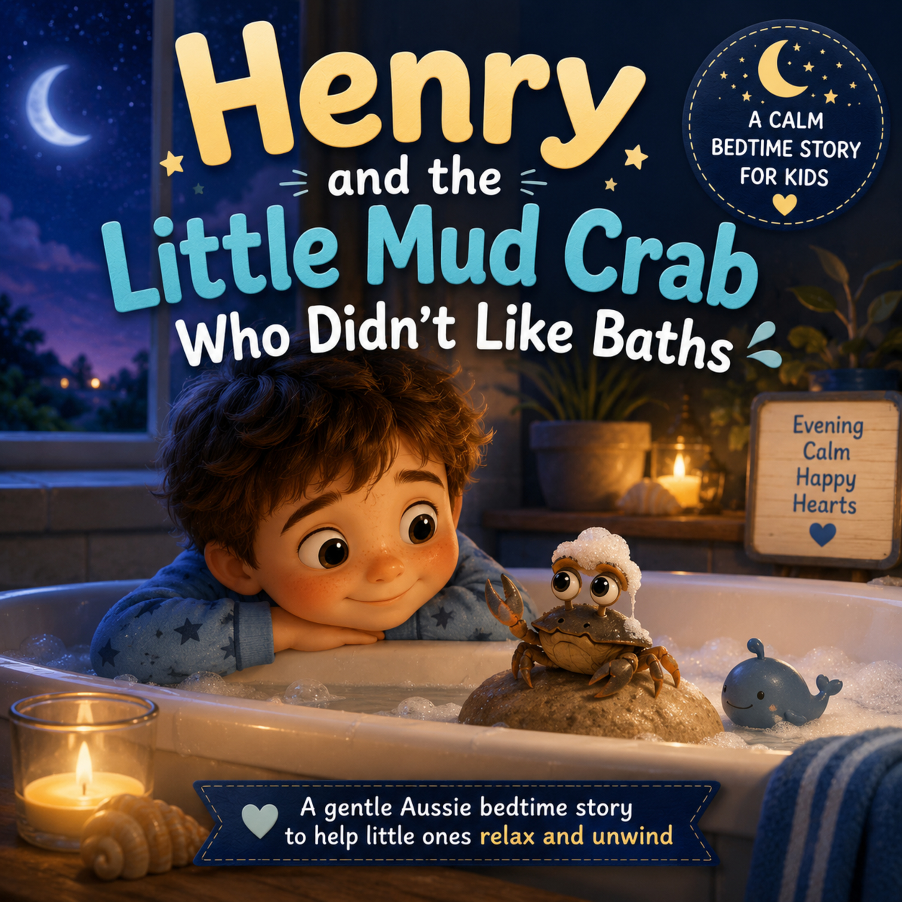 🌙 Henry and the Little Mud Crab Who Didn’t Like Baths 🦀 (Calm Bedtime Story for Kids About Bath Time & Evening Calm)