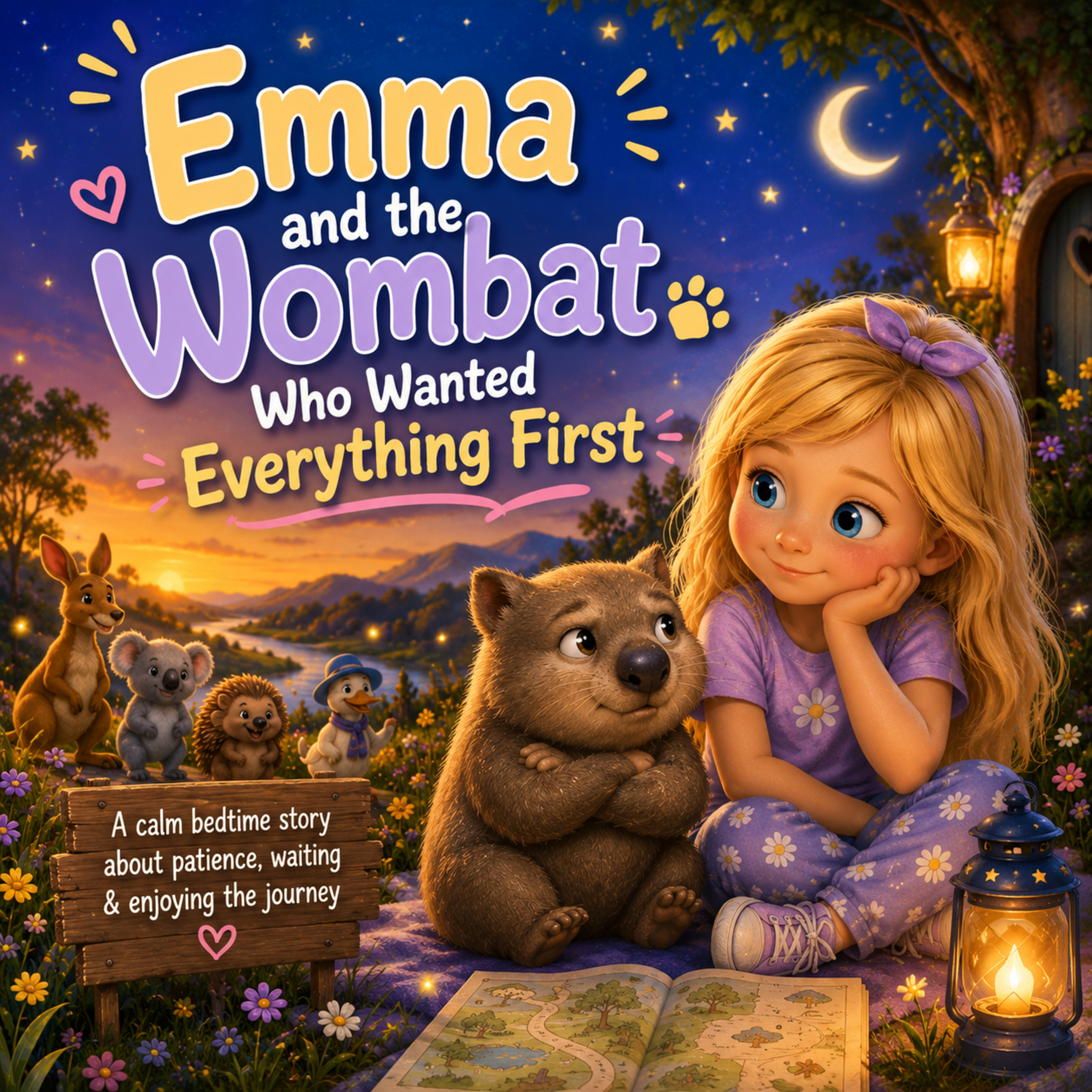 🌙 Emma and the Wombat Who Wanted Everything First 🐾 (Calm Bedtime Story for Kids About Patience, Waiting & Enjoying the Journey)