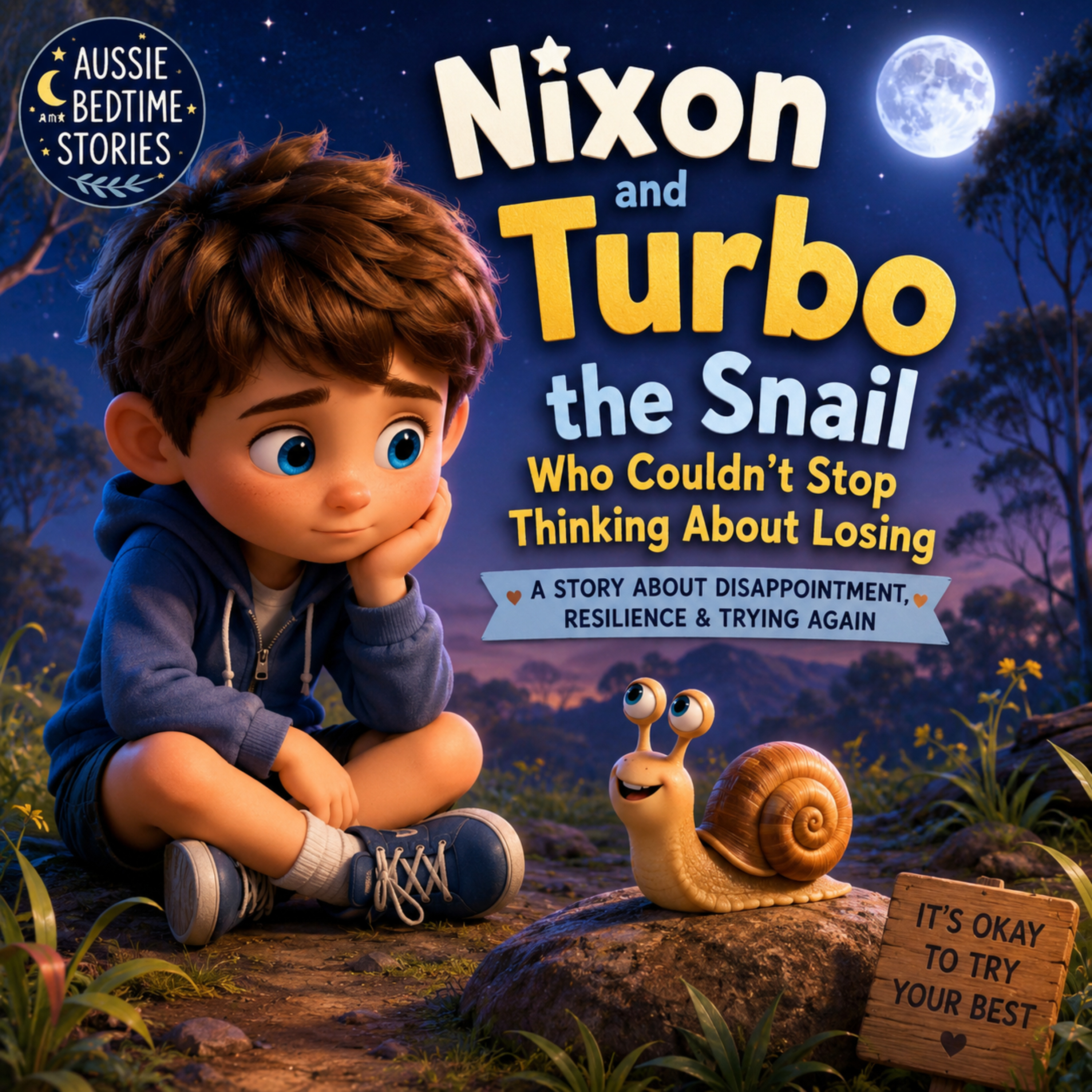 🌙 Nixon and Turbo the Snail Who Couldn't Stop Thinking About Losing 🐌 (Calm Bedtime Story for Kids About Disappointment, Resilience & Trying Again)