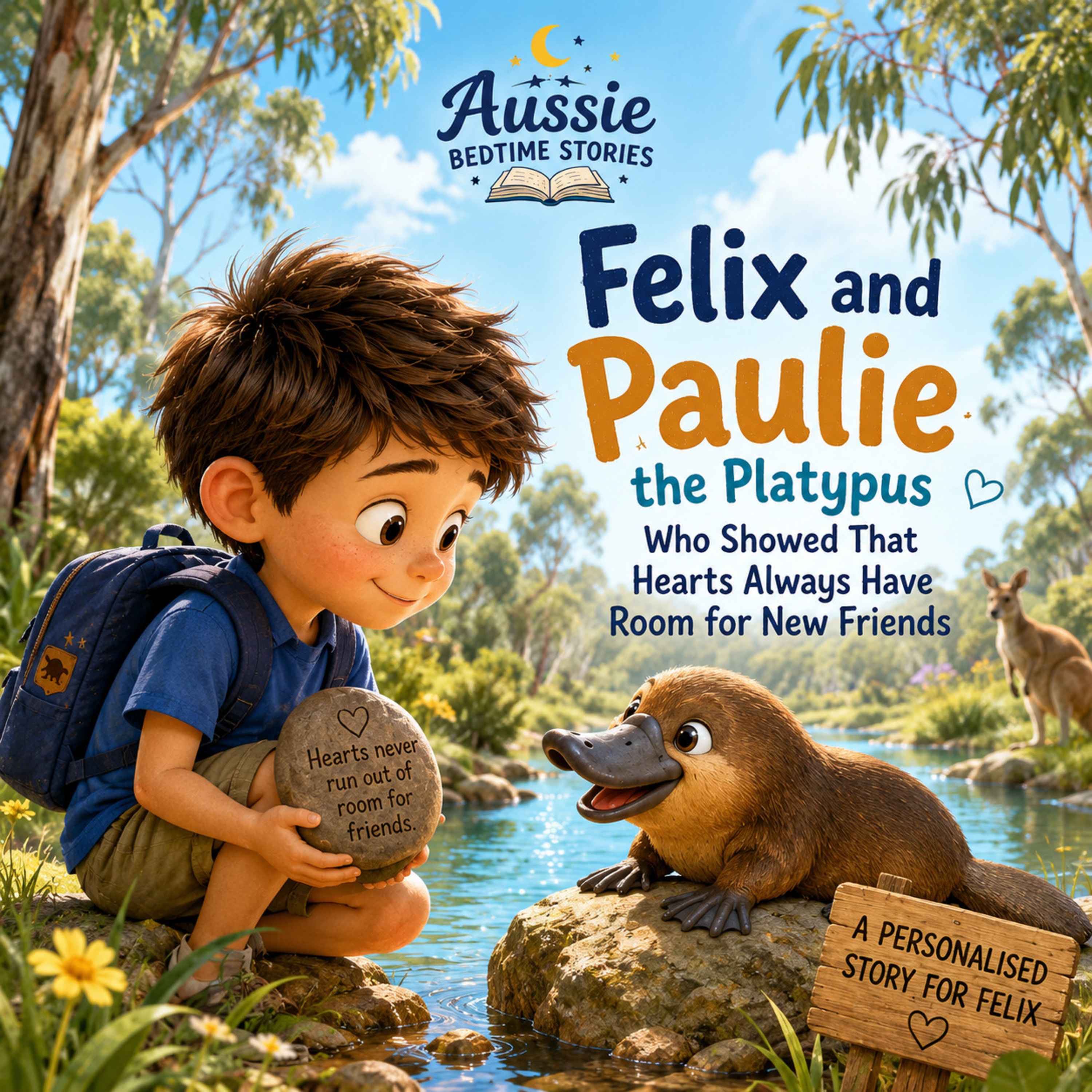 🌙 Felix and Paulie the Platypus Who Showed That Hearts Always Have Room for New Friends: A Personalised Aussie Bedtime Story for Felix About Starting Big School and Making New Friends