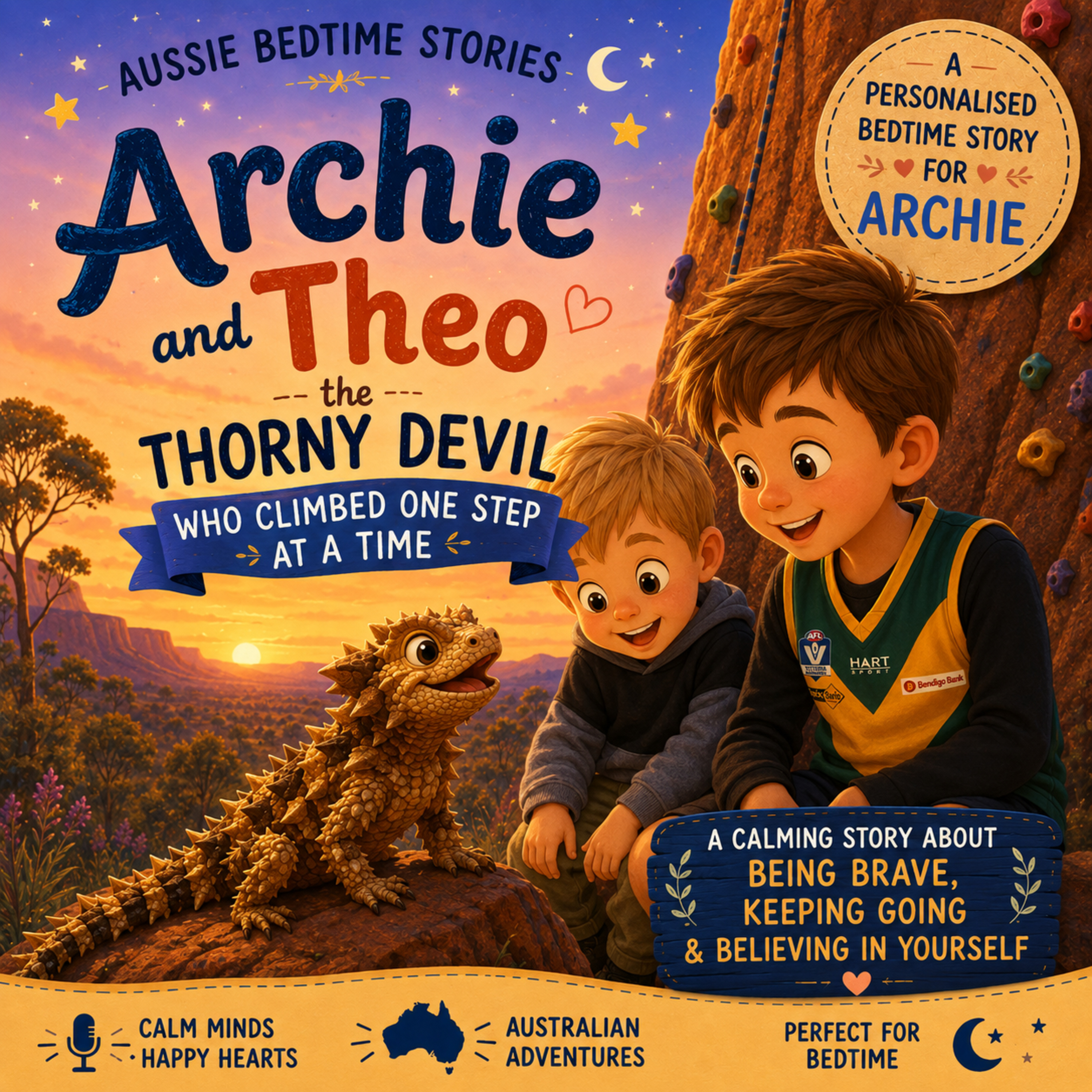 Archie and the Thorny Devil Who Climbed One Brave Step at a Time: A Personalised Aussie Bedtime Story