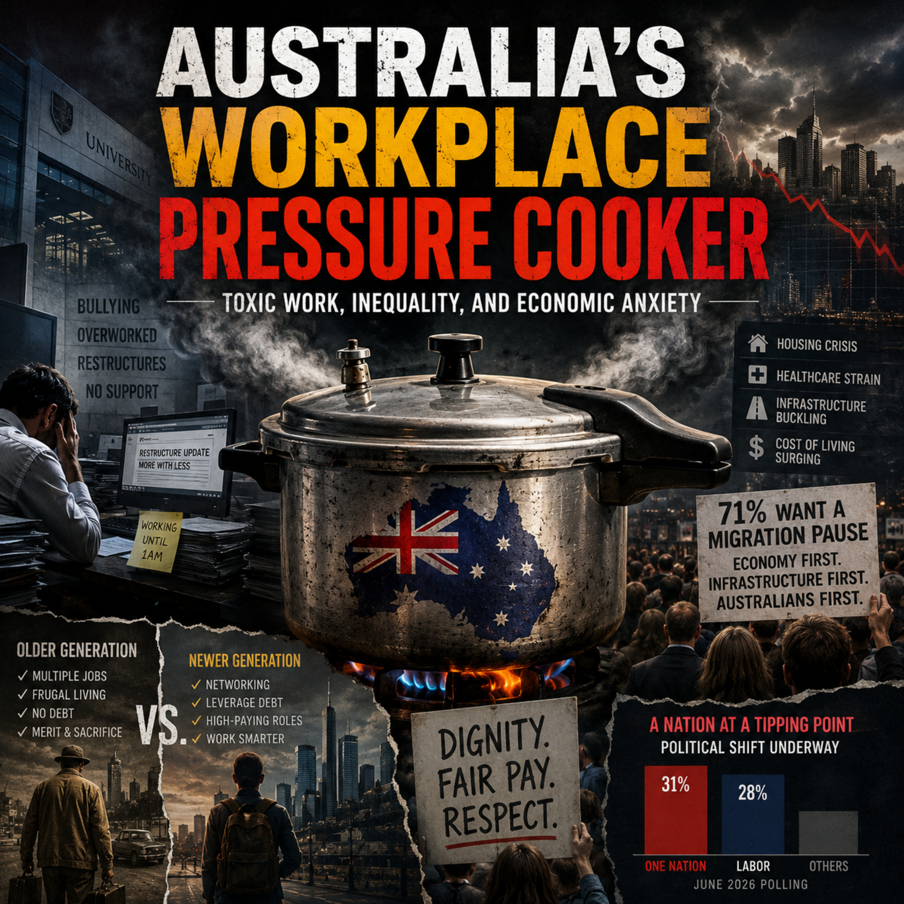 Australia’s Workplace Pressure Cooker: Toxic Work, Inequality, and Economic Anxiety episode artwork