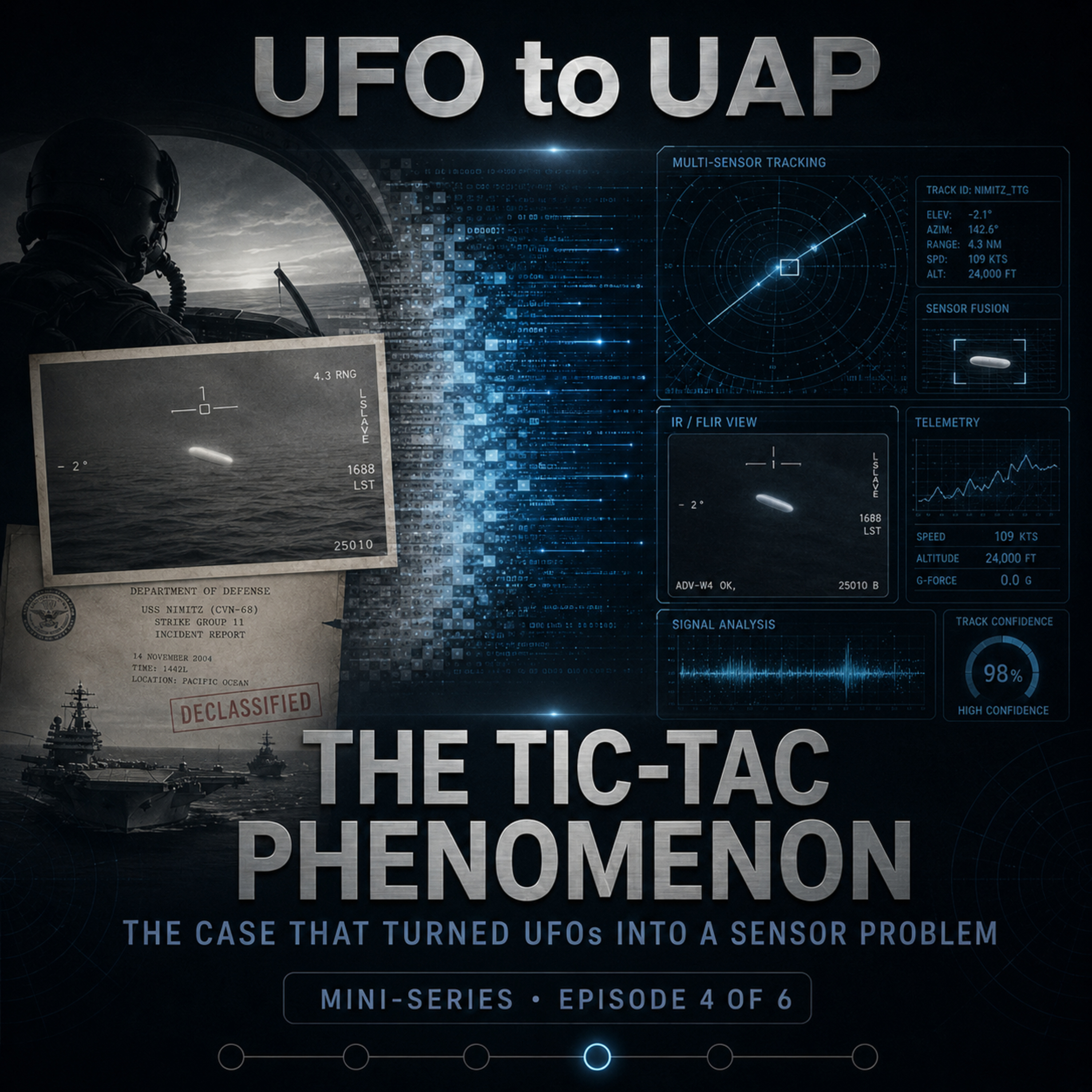 Episode 58: The Tic-Tac UAP Encounter: The Case That Turned UFOs Into a Sensor Problem — cosmic space imagery