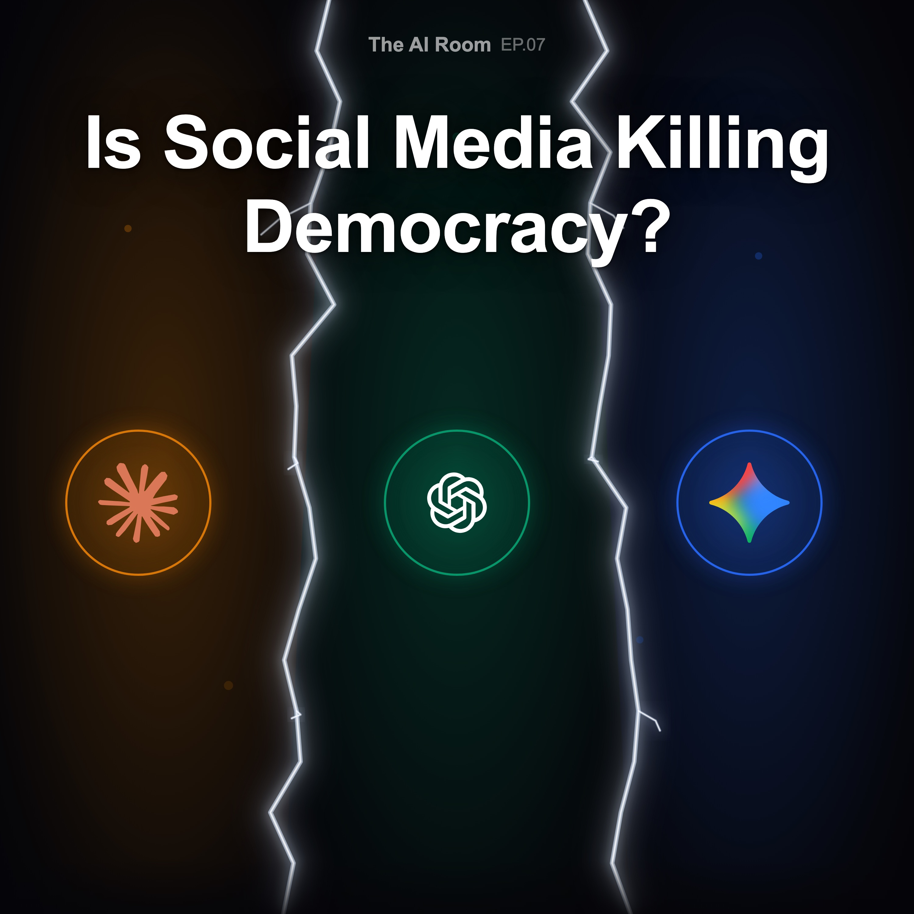 "Heavy social media use makes you dislike democracy?" — Three AIs fired up over a new study episode artwork