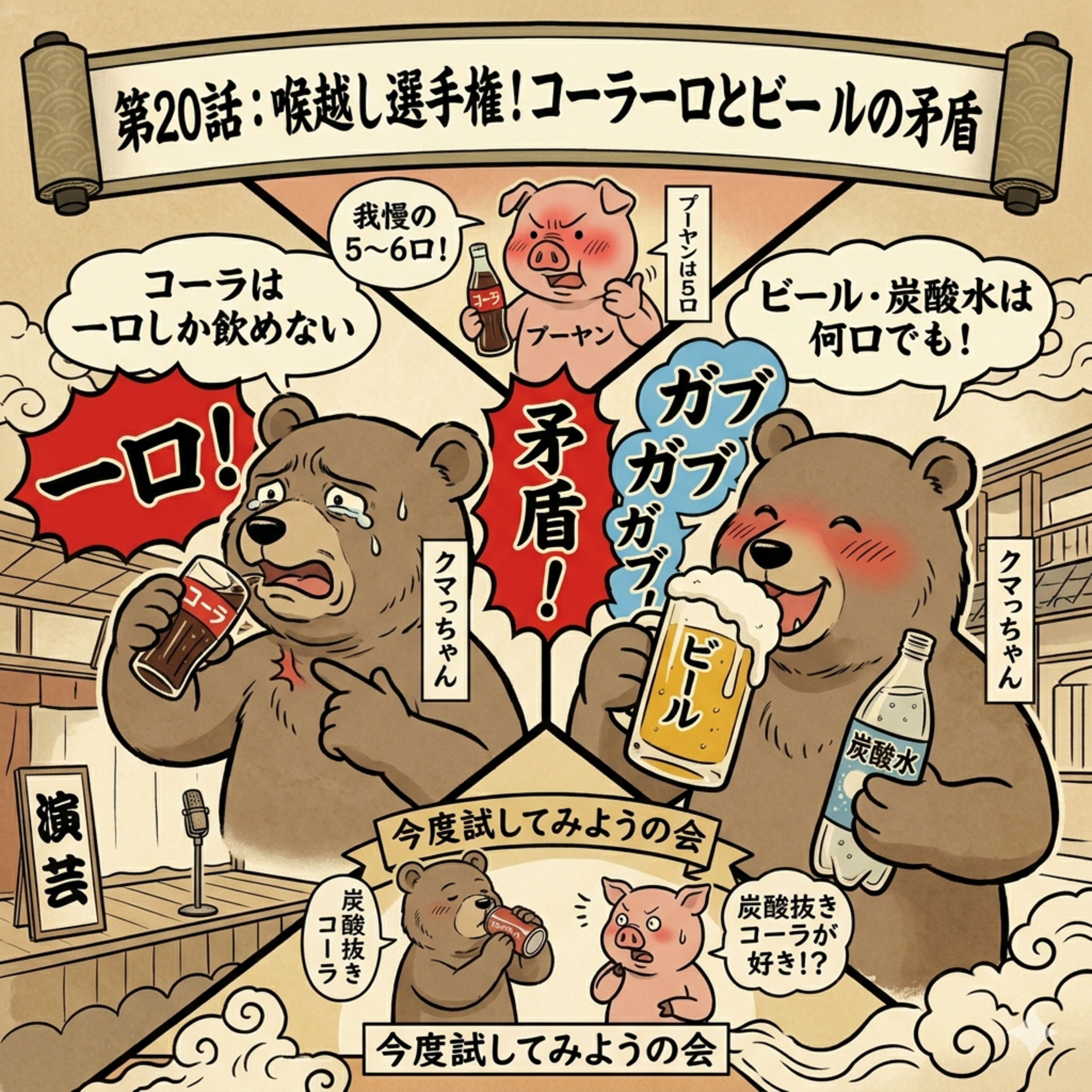 20話目：【衝撃の喉越し】コーラ何口で飲む？クマちゃんの『一口限界説』と矛盾するビール問題 episode artwork