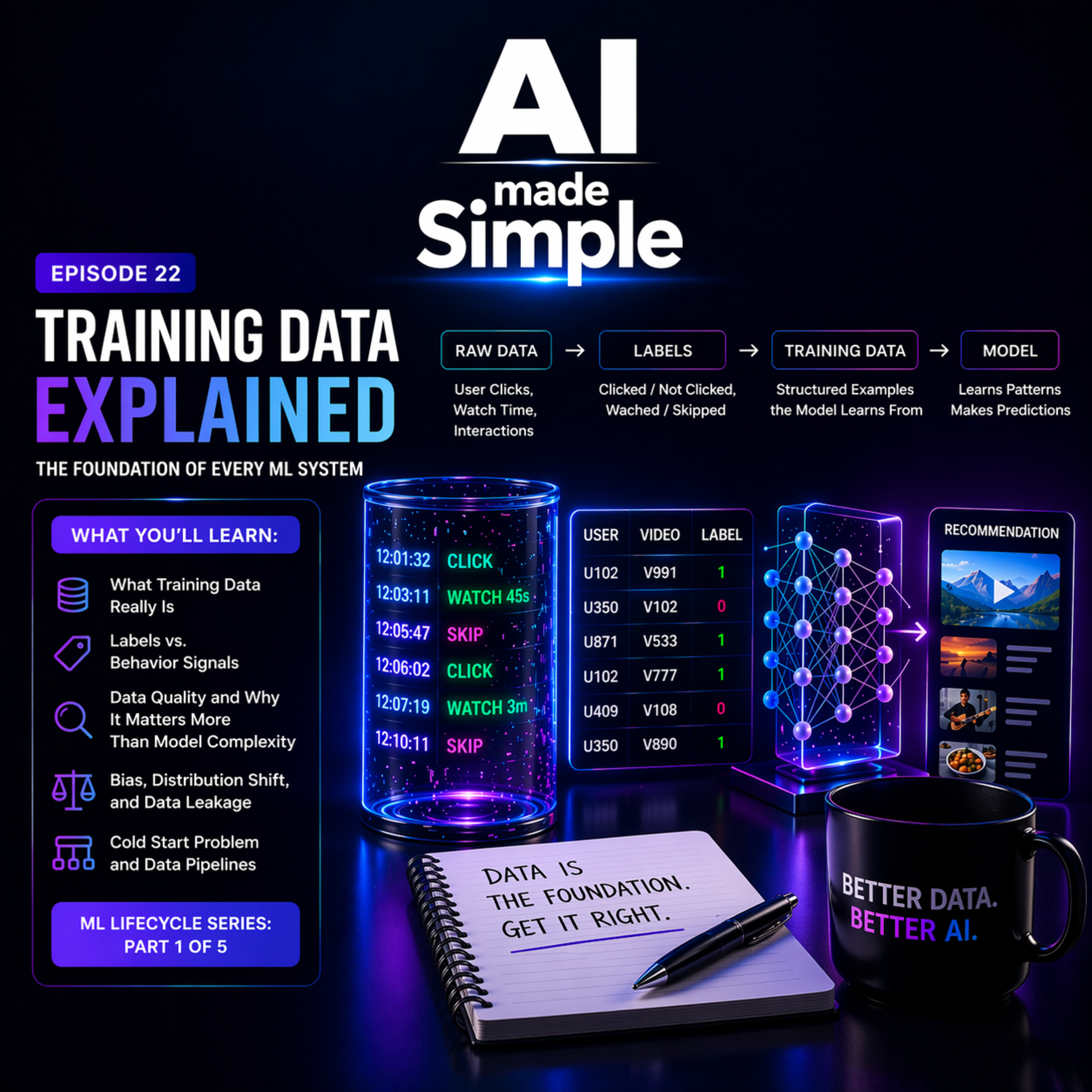 Episode 22 - Training Data Explained — The Foundation of Every ML System (Part 1 of 5) episode artwork