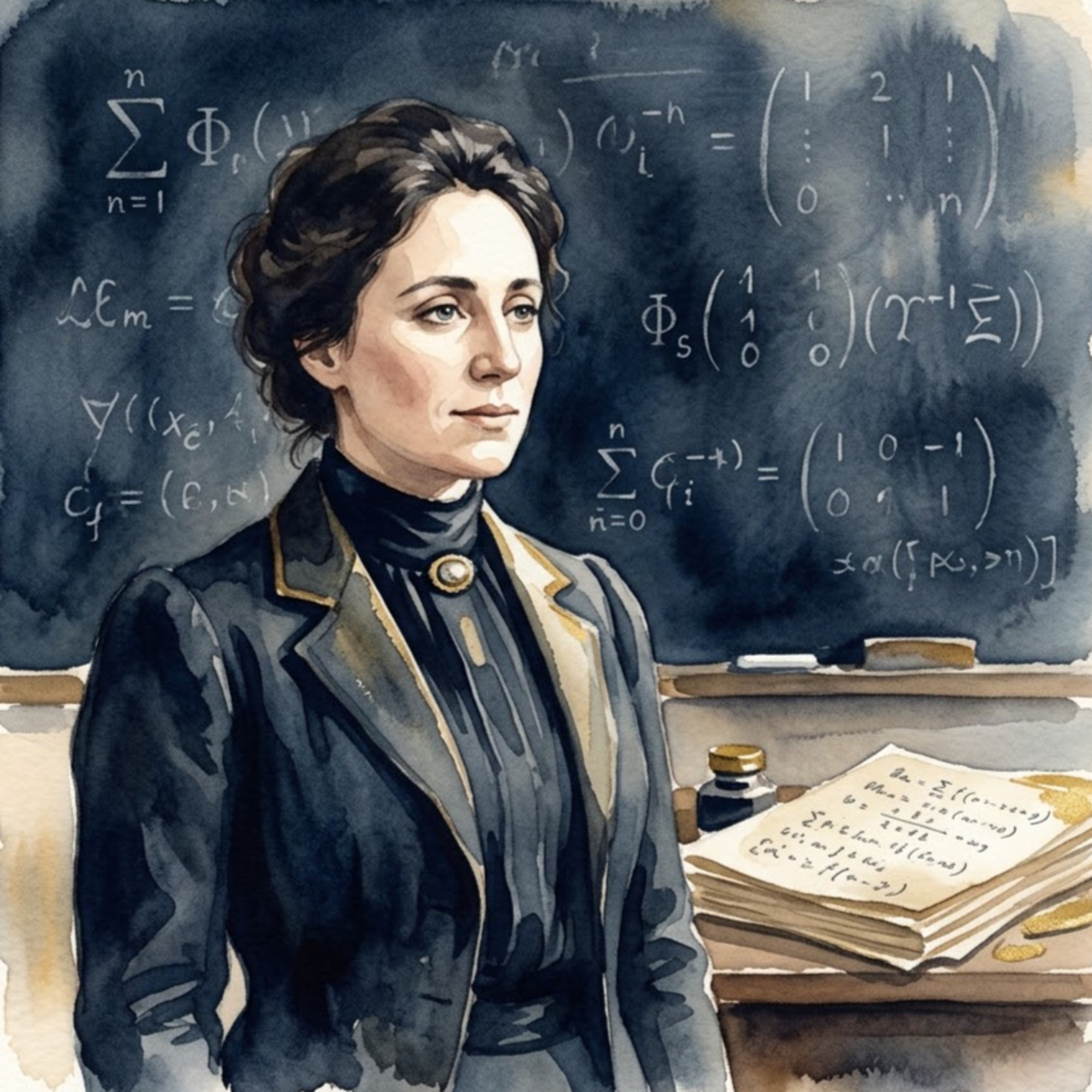 Emmy Noether - Kreidezeichen auf der Tafel