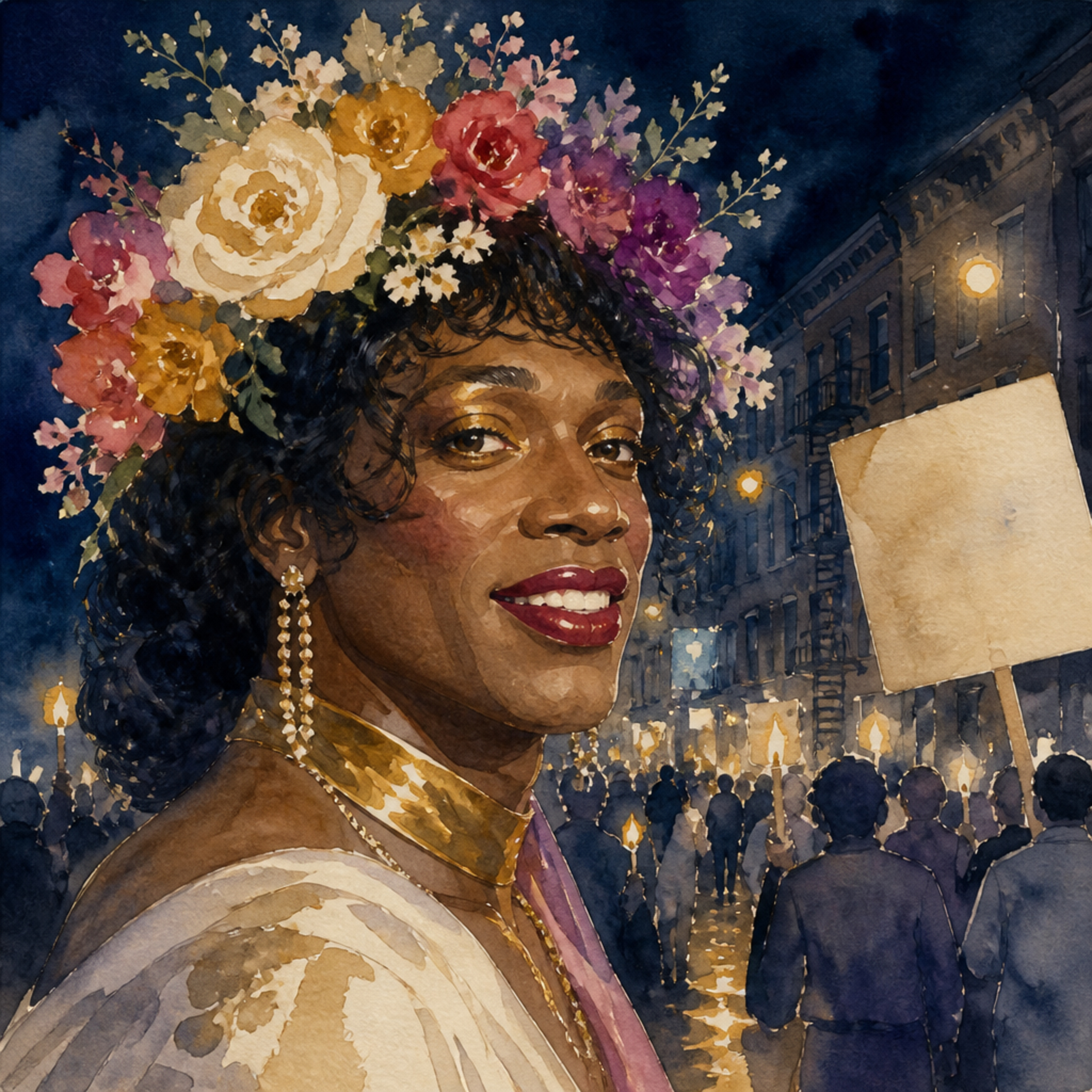 Marsha P. Johnson - Blumenkranz in der Christopher Street