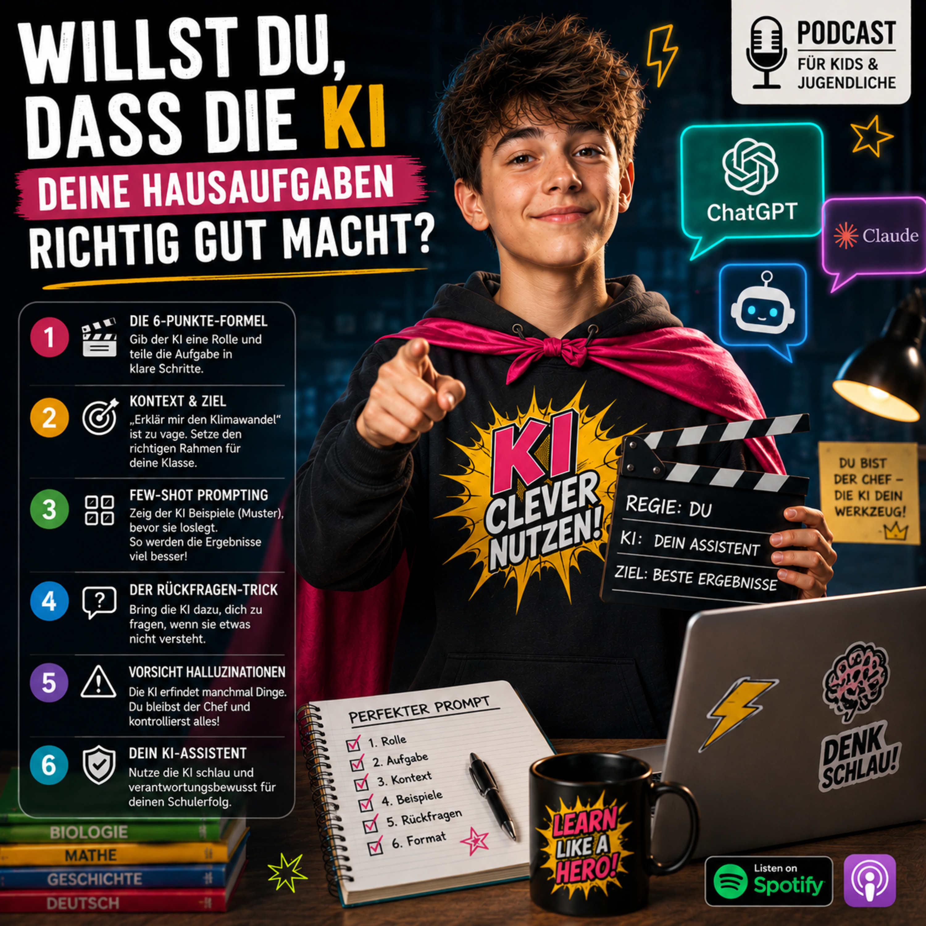 KI-Superkräfte für die Schule: Die 6-Punkte-Formel für perfekte Hausaufgaben episode artwork