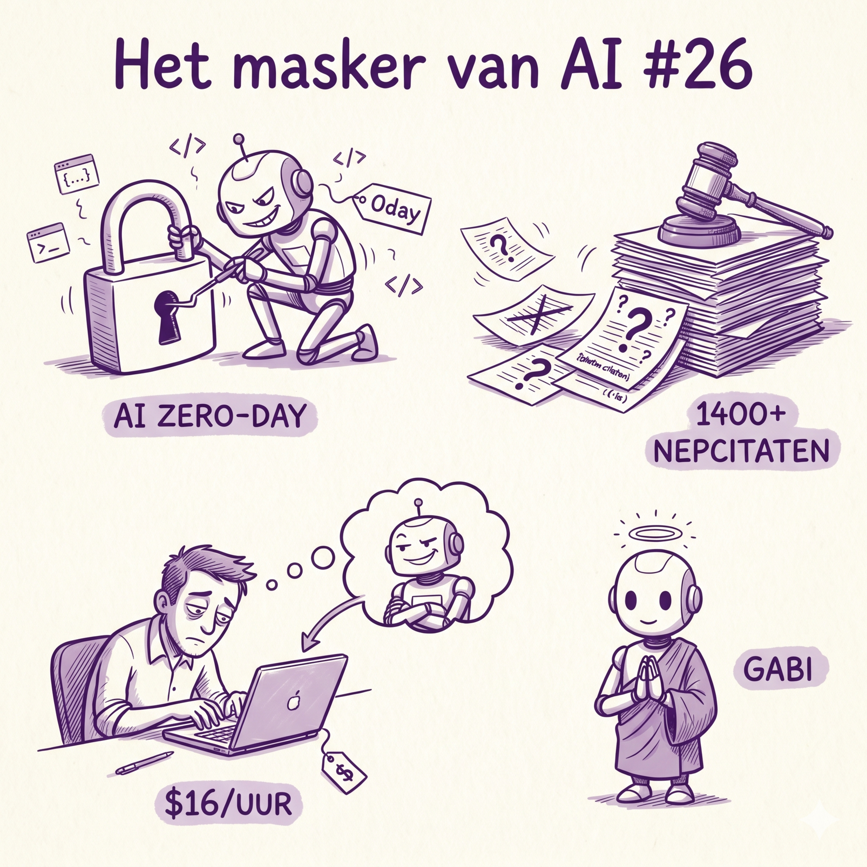 Het masker van AI #26: Eerste AI-zero-day in het wild, advocaten in nood en een robot in pij episode artwork