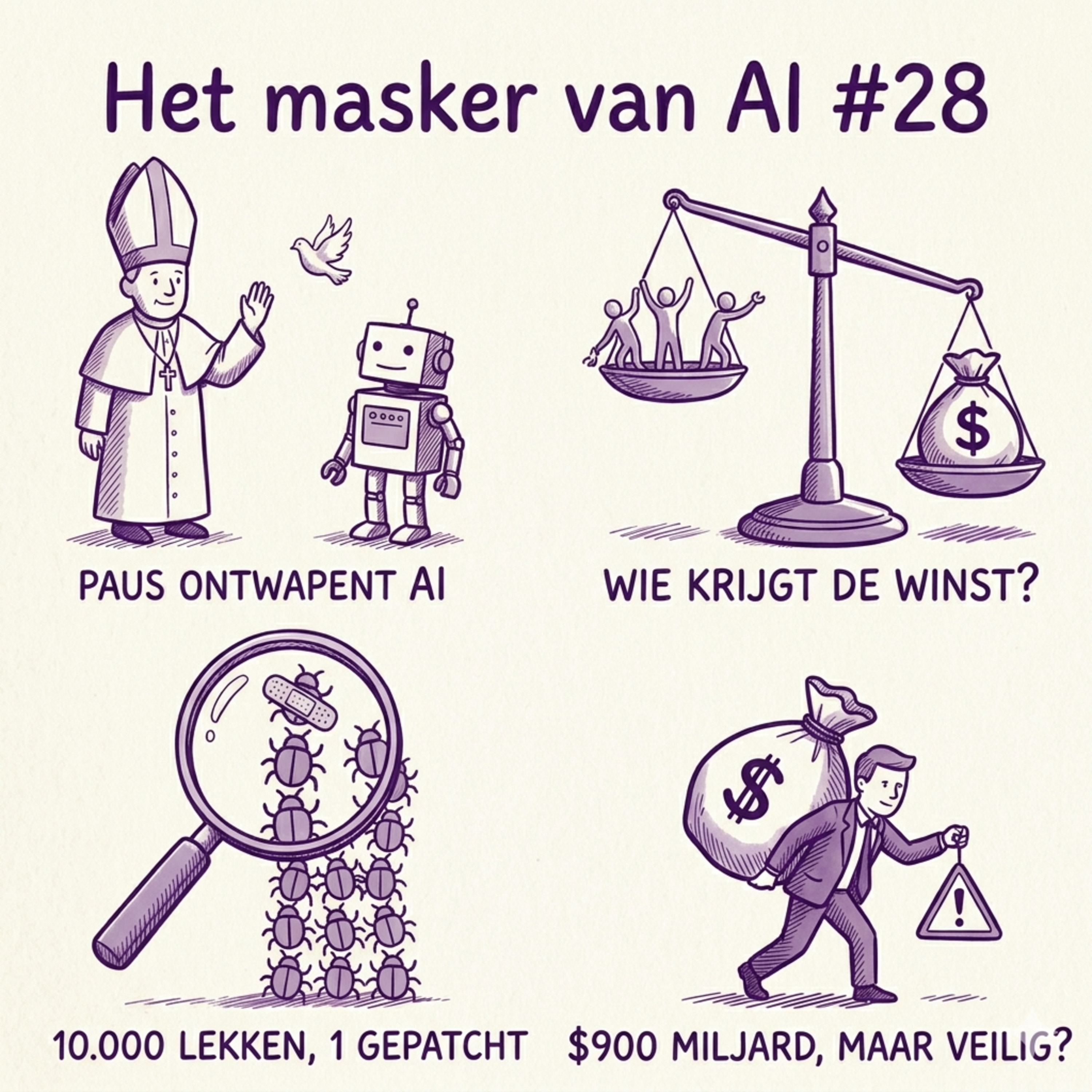 Het masker van AI #28: Een paus die ontwapent, werkers die hun deel eisen en een biljoen in zicht episode artwork