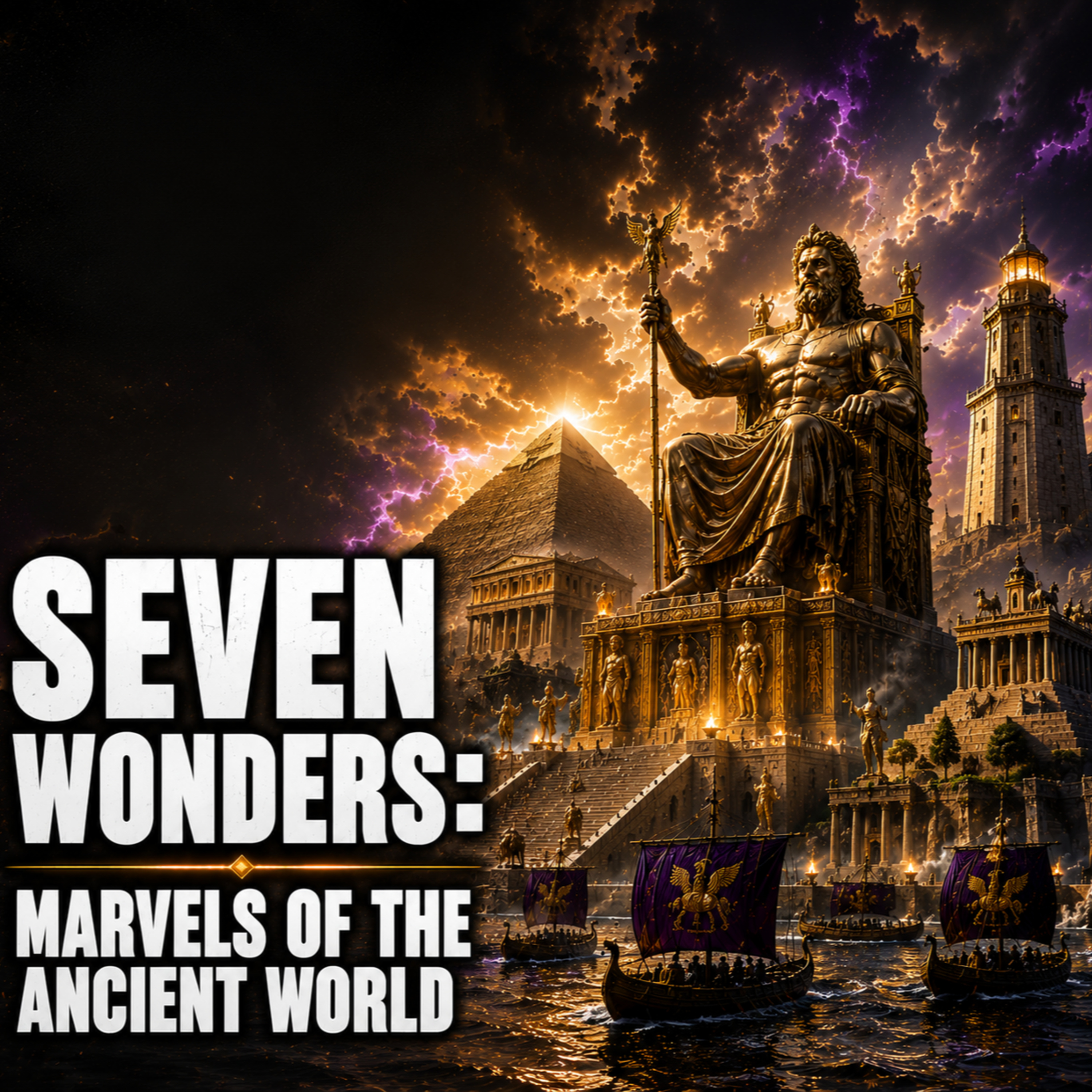 The SEVEN WONDERS: Marvels of the Ancient World | Sleep History Story (Rain Sounds)