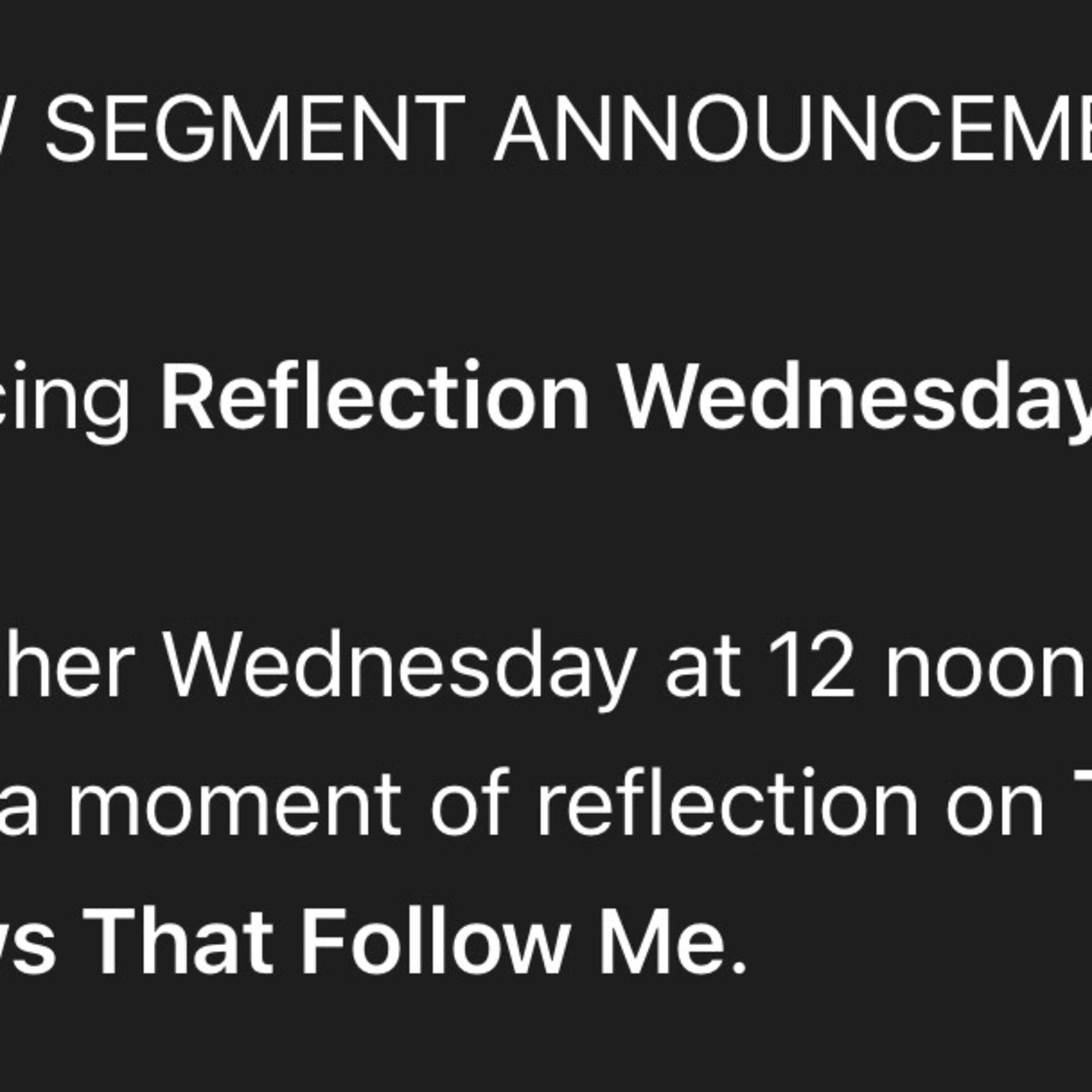 Reflection Wednesday episode artwork