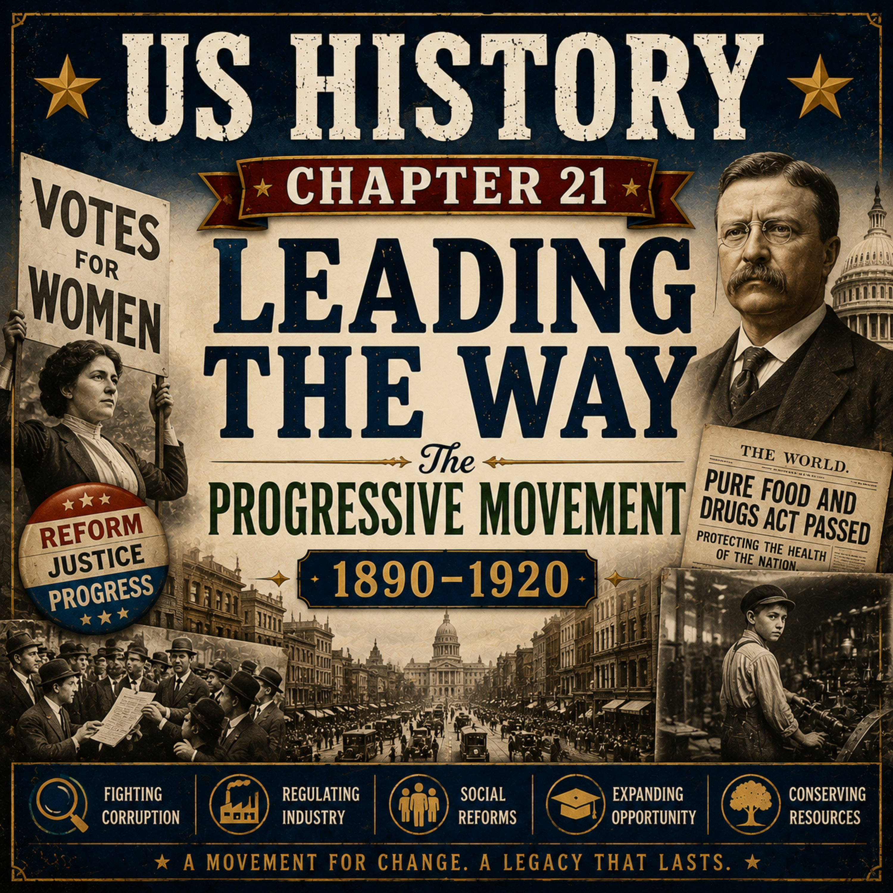 US History Chapter 21 Leading the Way The Progressive Movement, 1890-1920 episode artwork