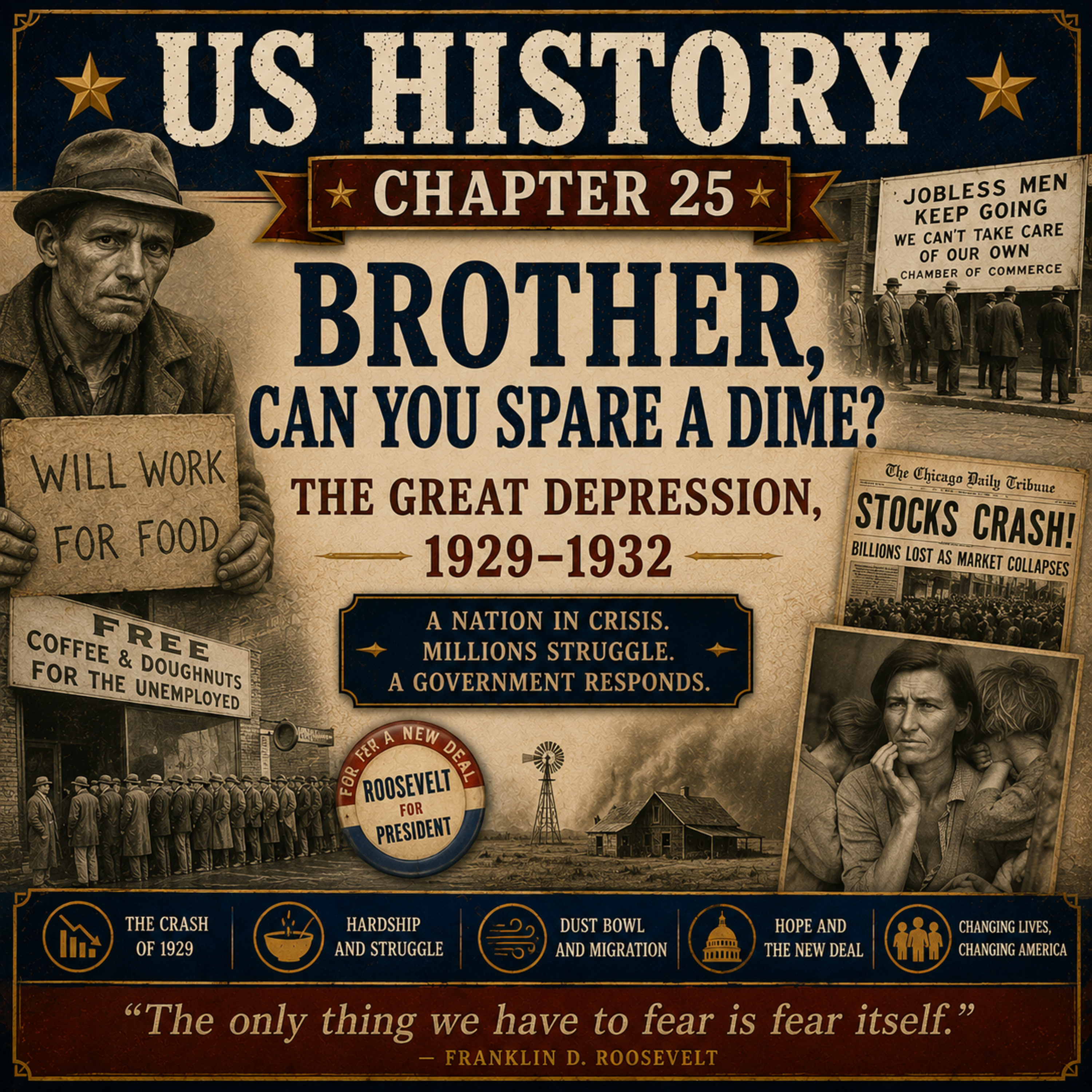 US History Chapter 25 Brother, Can You Spare a Dime The Great Depression, 1929-1932 episode artwork
