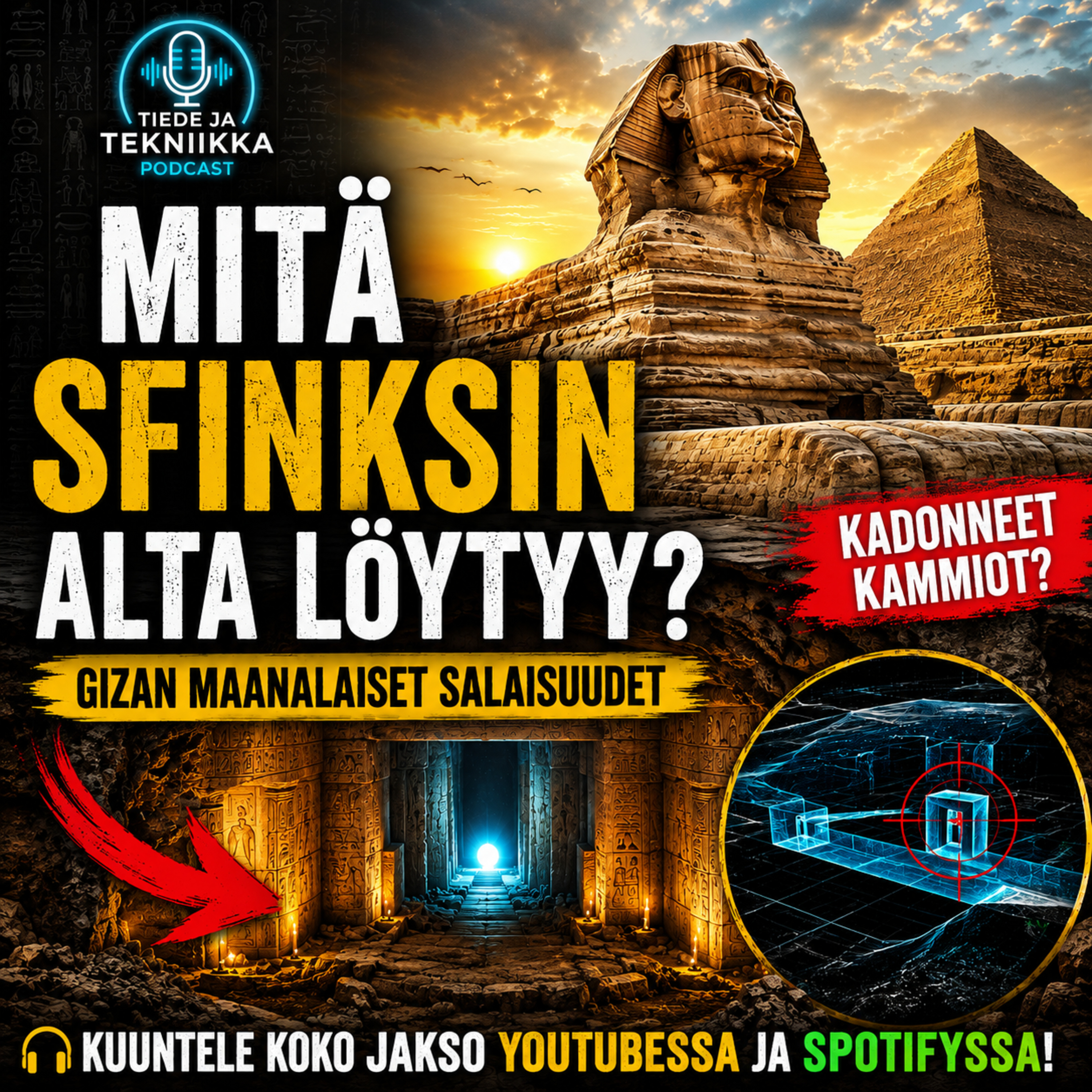 Mitä Sfinksin alta löytyy? | Gizan maanalaiset salaisuudet, kadonneet kammiot ja historian suurin arvoitus | Tiede ja tekniikka podcast