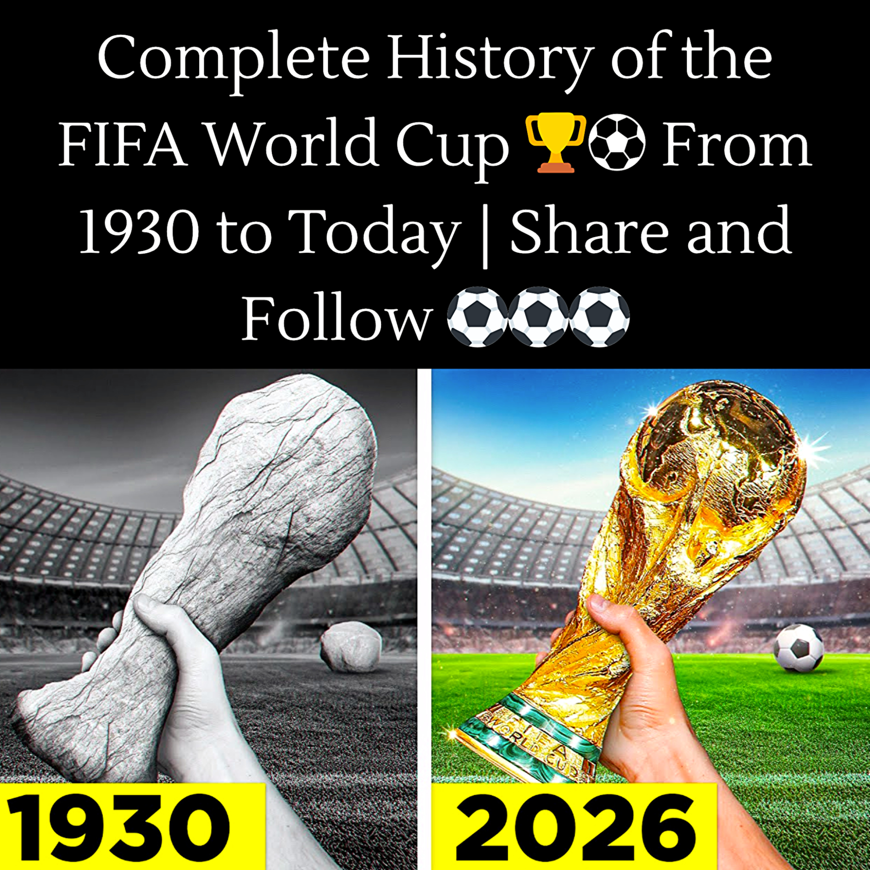 Complete History of the FIFA World Cup 🏆⚽ From 1930 to Today | Share and Follow ⚽️⚽️⚽️