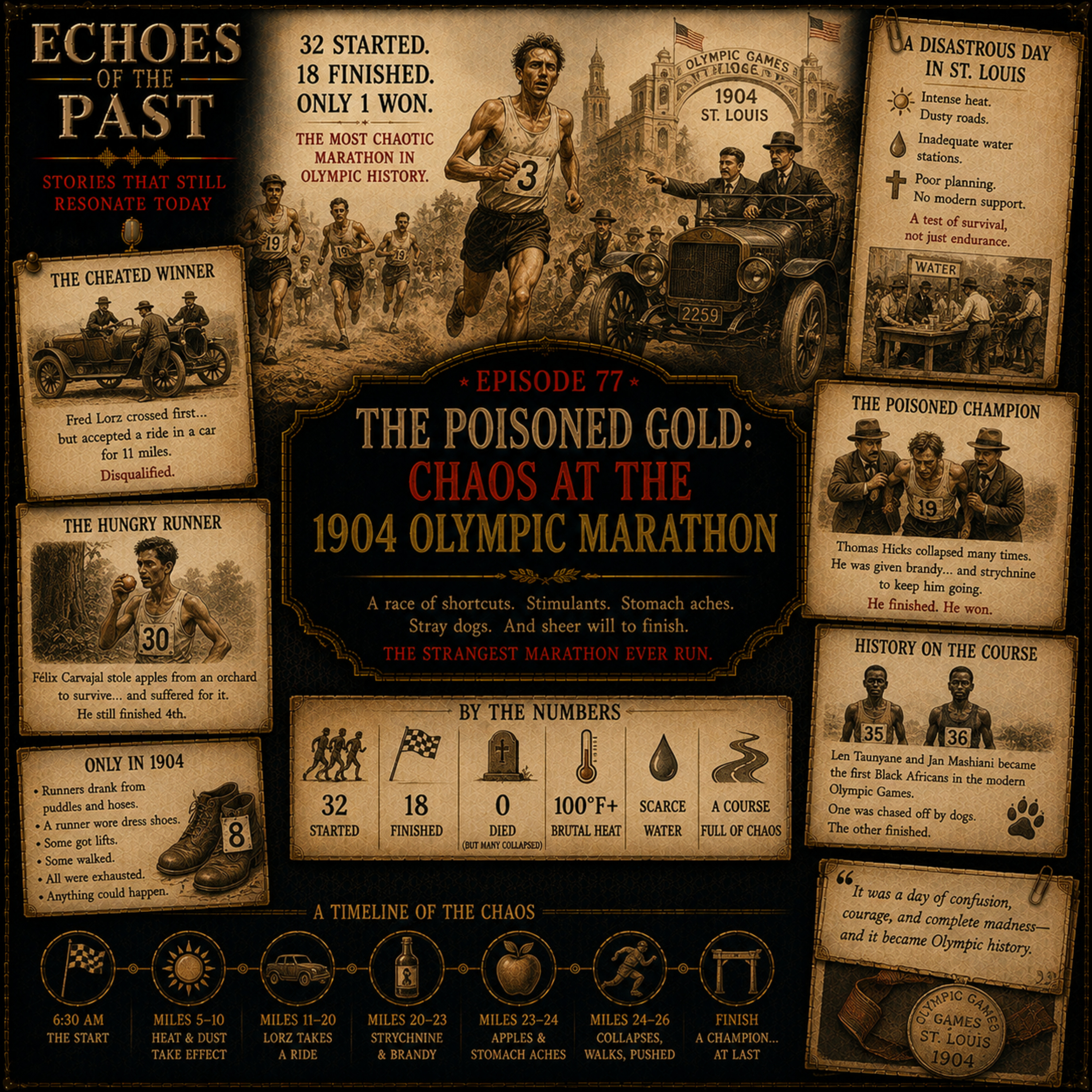 Episode 77: The Poisoned Gold — Chaos at the 1904 Olympic Marathon episode artwork