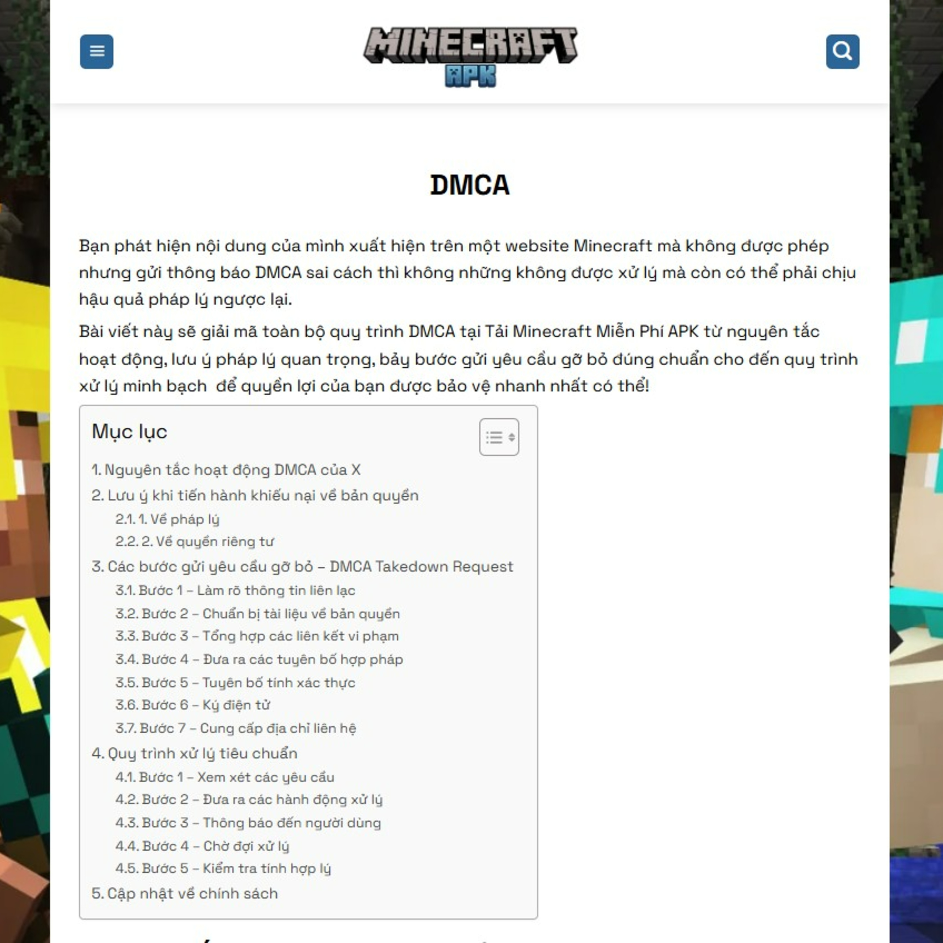 DMCA - Tải Minecraft Miễn Phí APK⁠