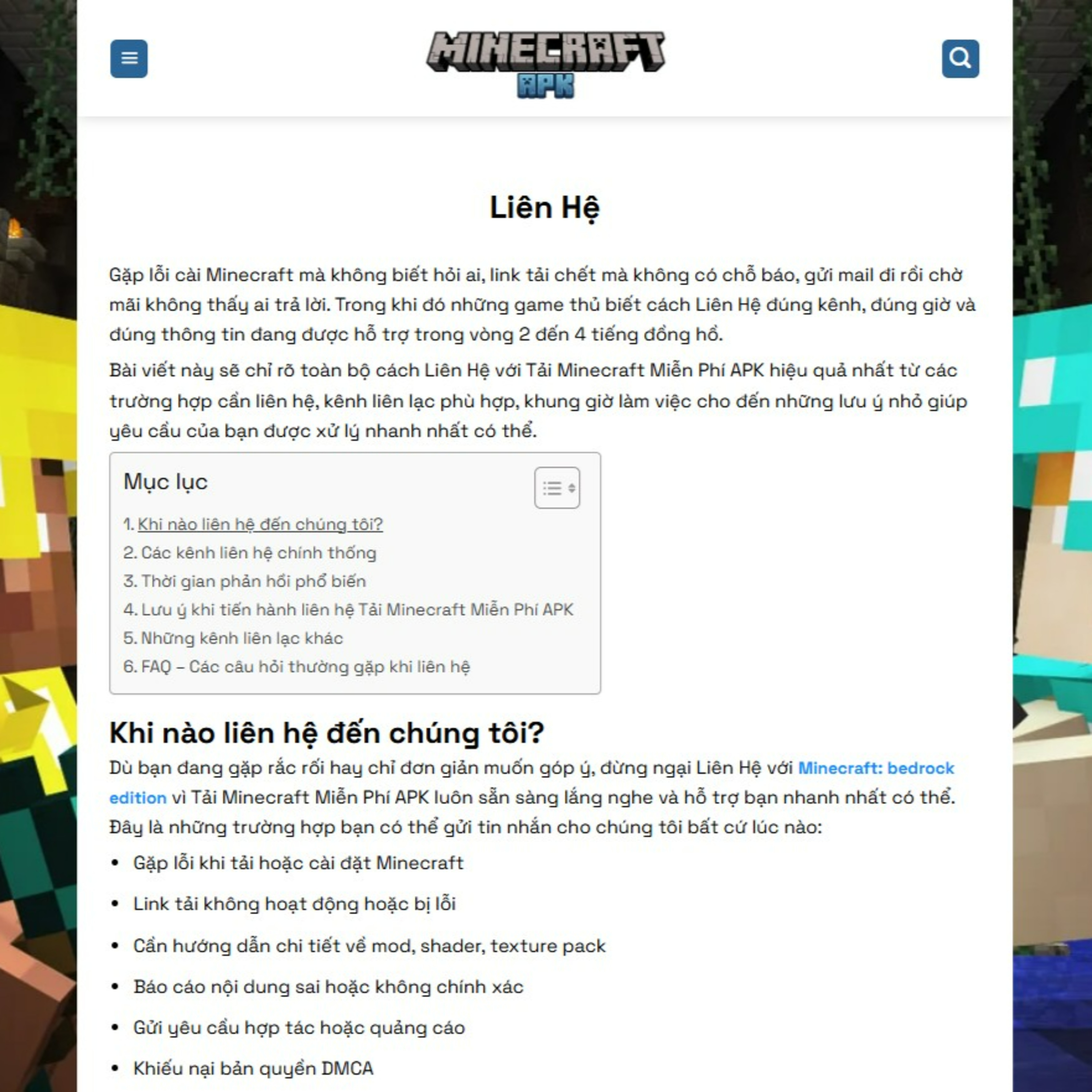 Liên Hệ Tải Minecraft Miễn Phí APK