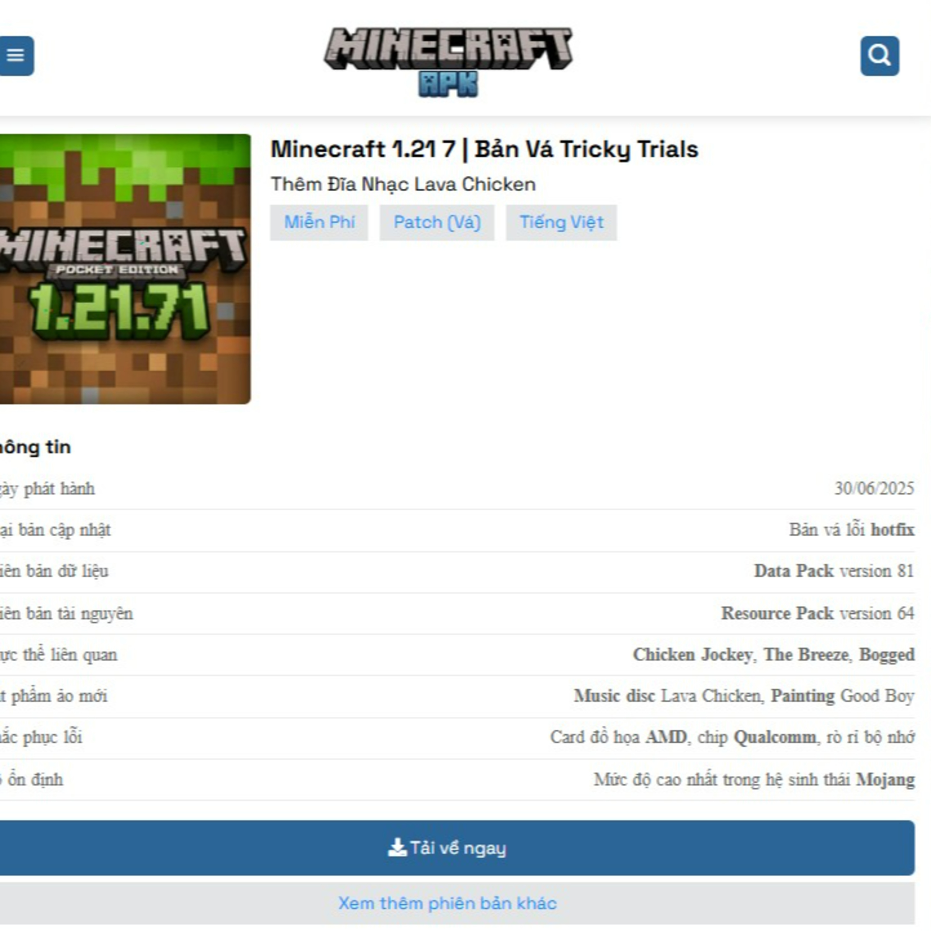 Minecraft 1.21 7 - Tải Minecraft Miễn Phí APK