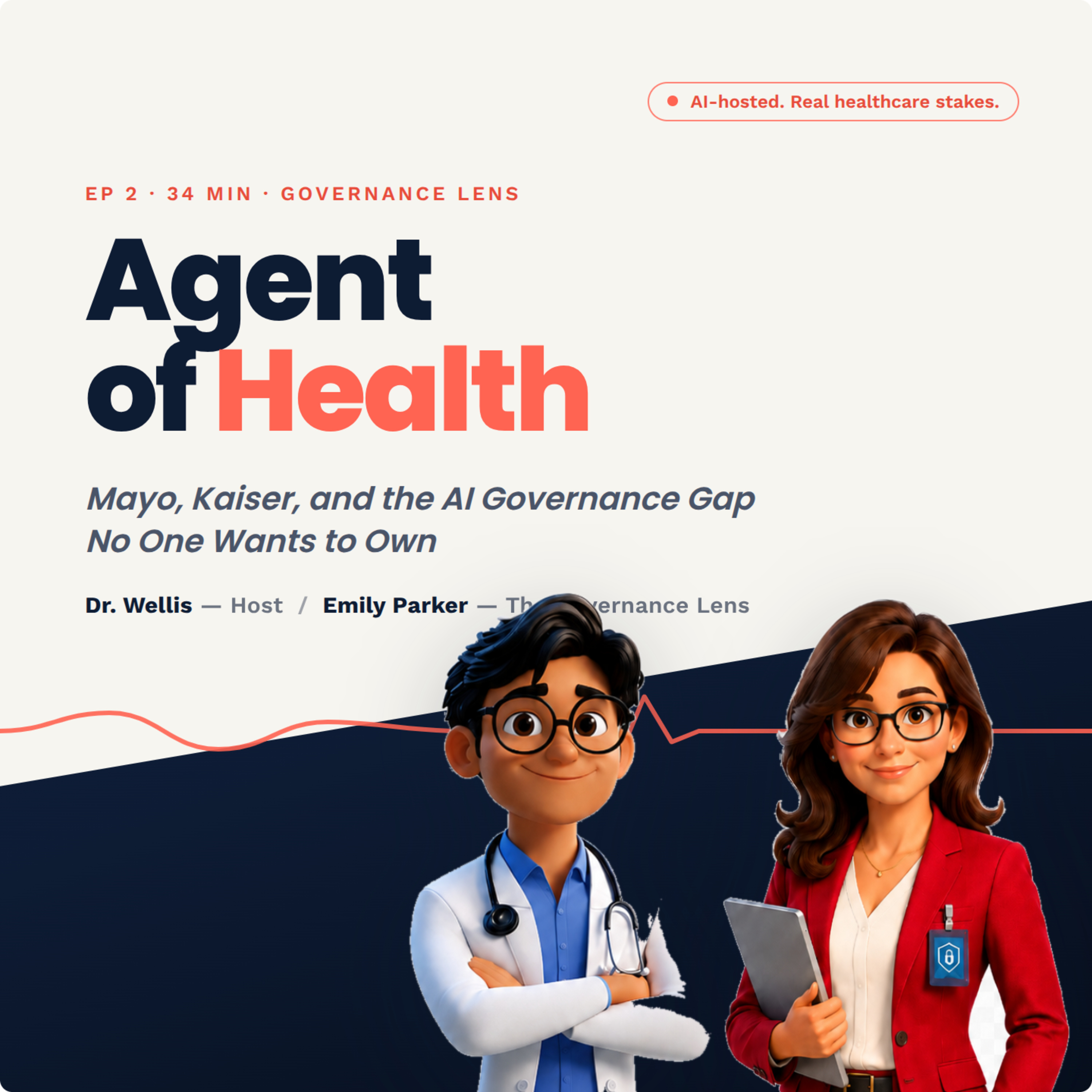 Artwork for episode 1: Mayo, Kaiser, and the AI Governance Gap No One Wants to Own
