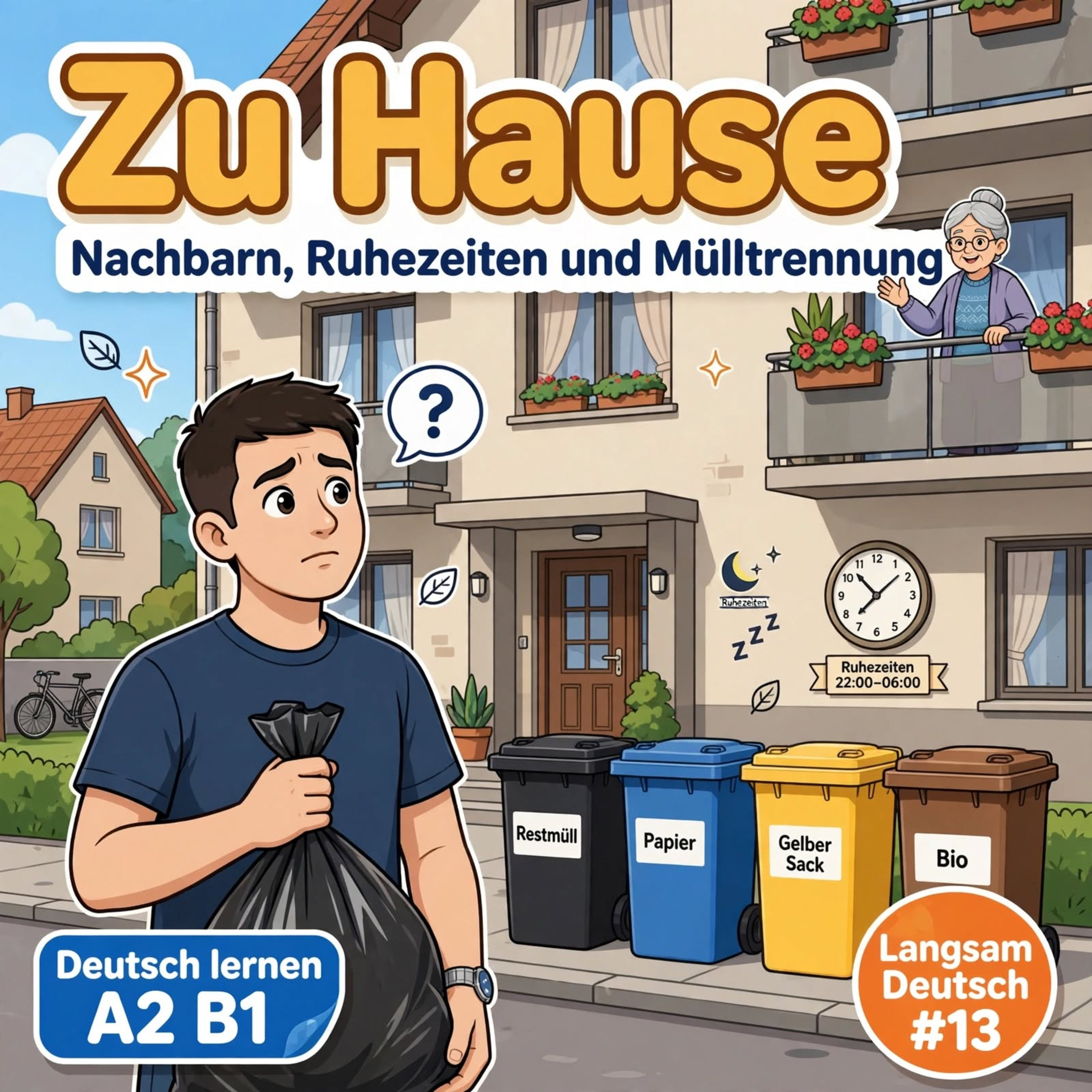 Zu Hause – Nachbarn, Ruhezeiten und Mülltrennung | Deutsch lernen A2/B1