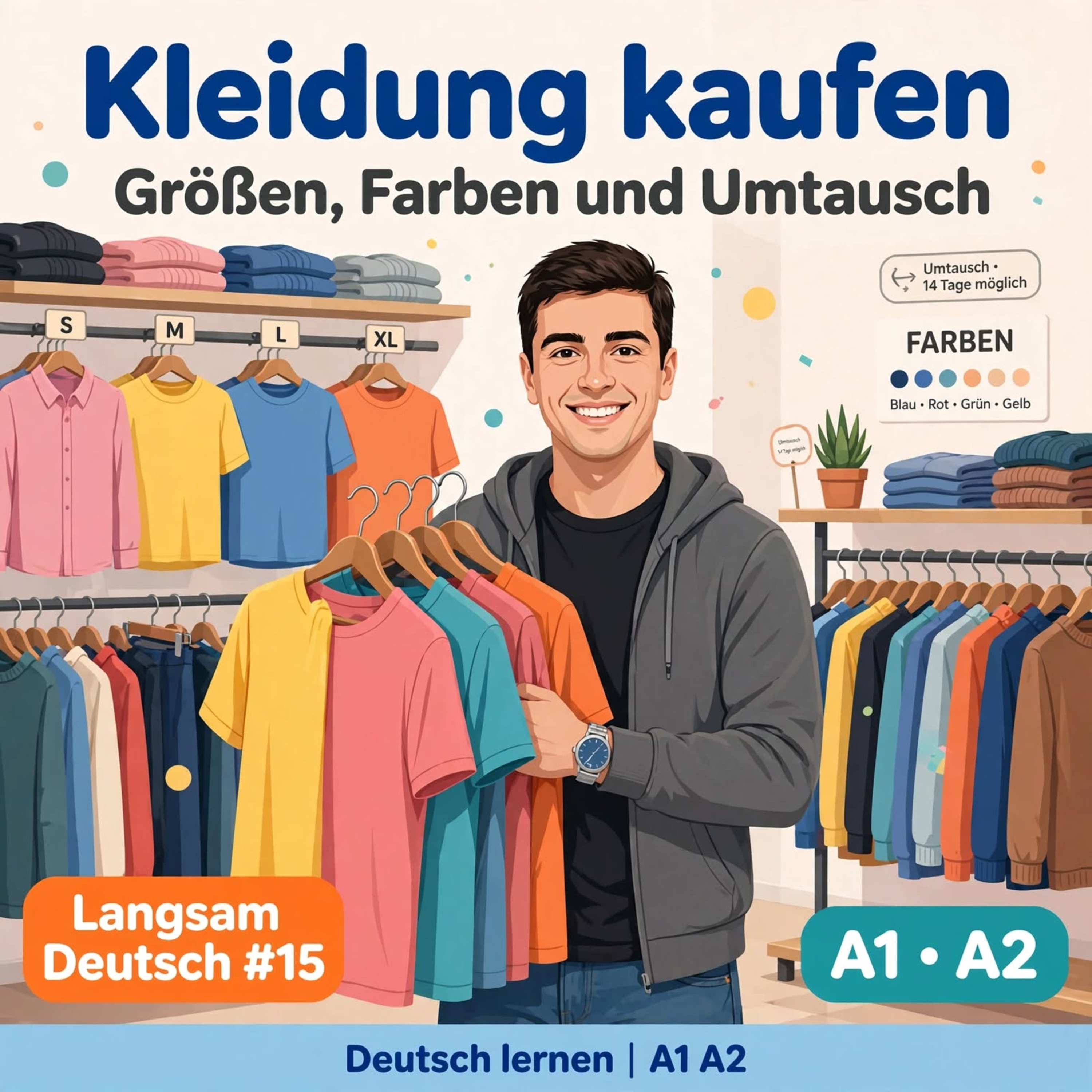Kleidung kaufen – Größen, Farben und Umtausch | Deutsch lernen A1 A2