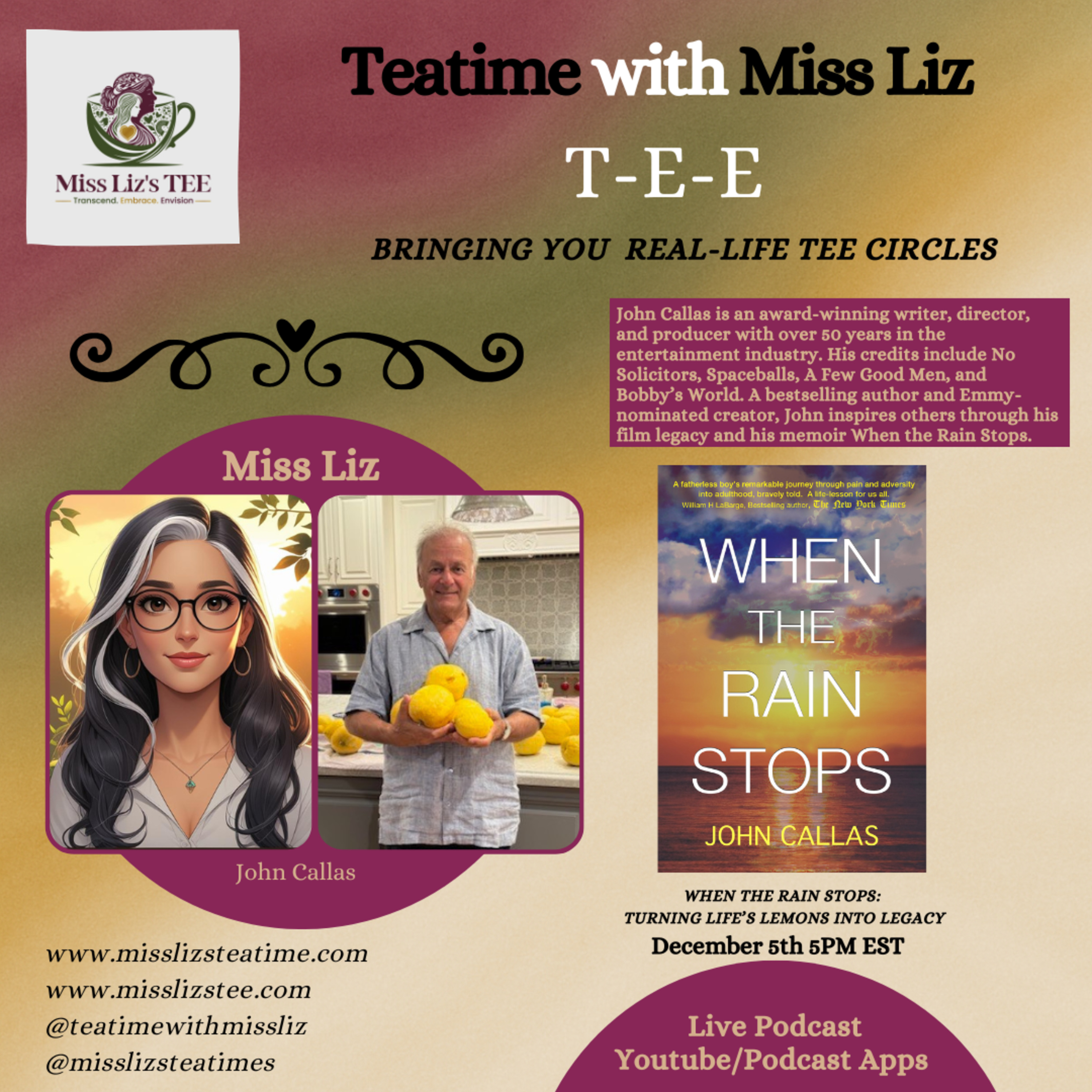 Miss Liz serves John Callas Director Golden Heart Teatime